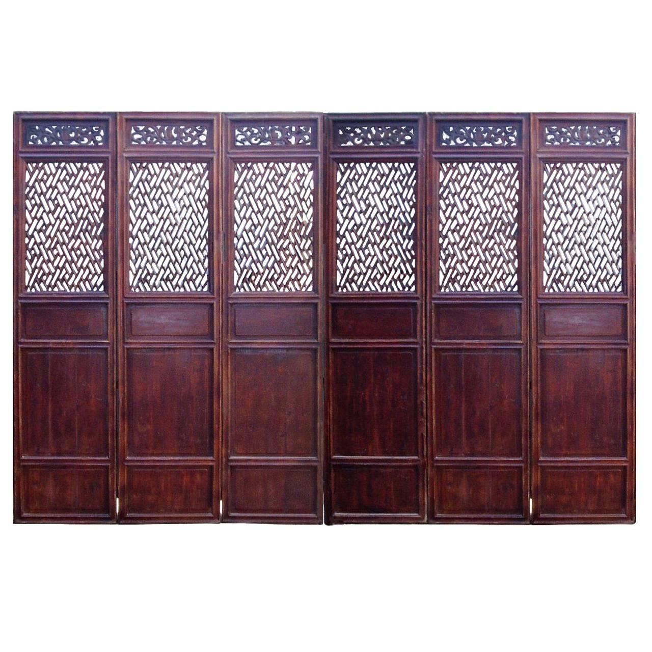 Antique Asian Screens, Set of Six, Full Size