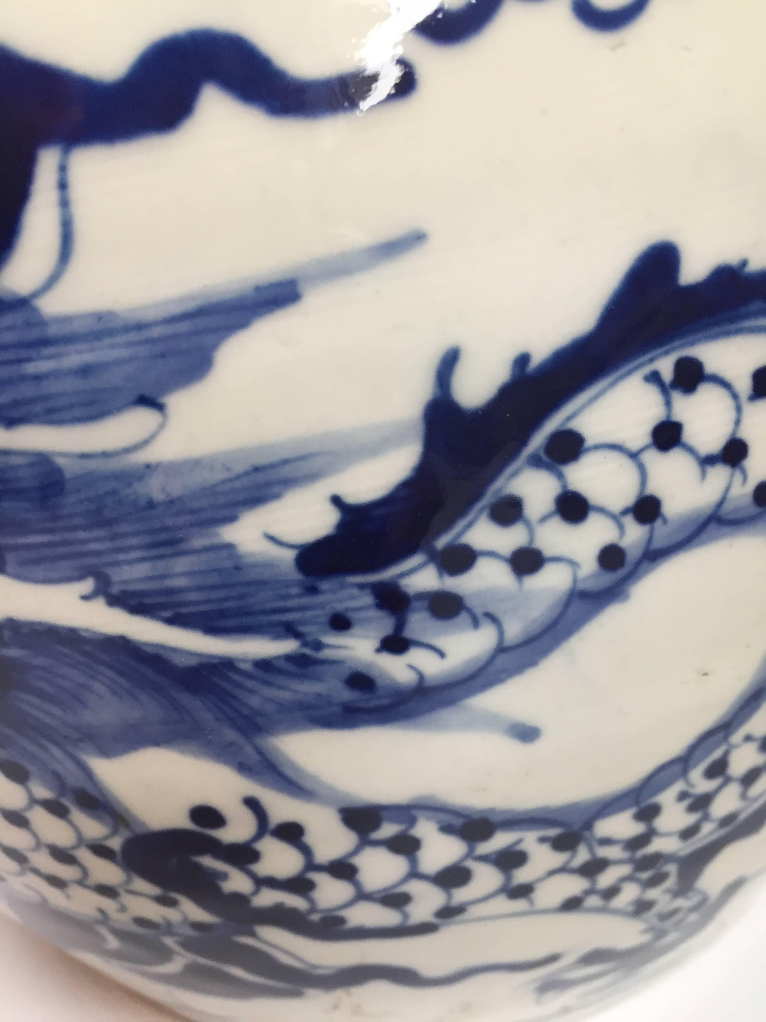 Hand-Painted Pair of Chinese Blue and White Porcelain Ginger Jars