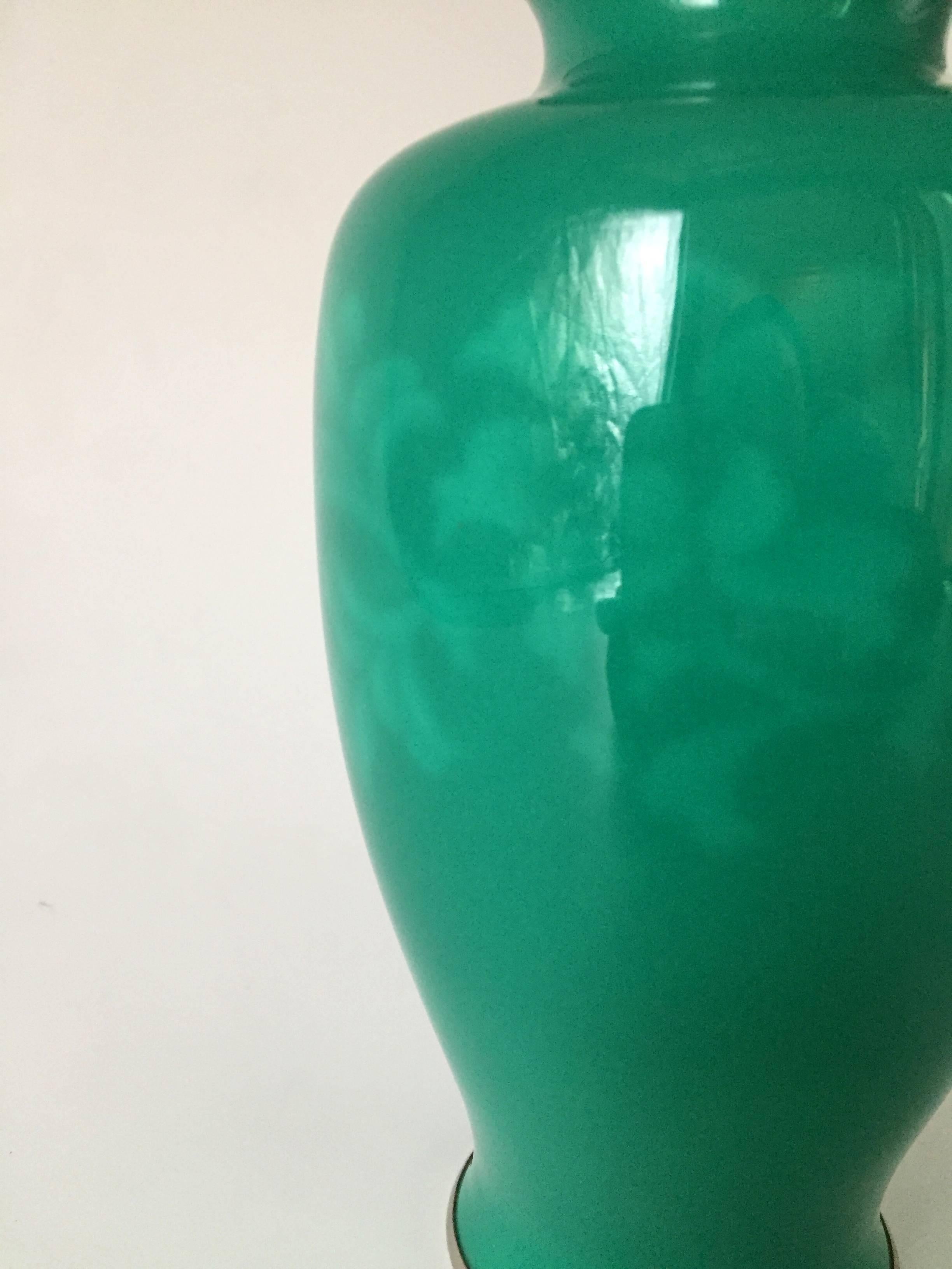 green cloisonne vase
