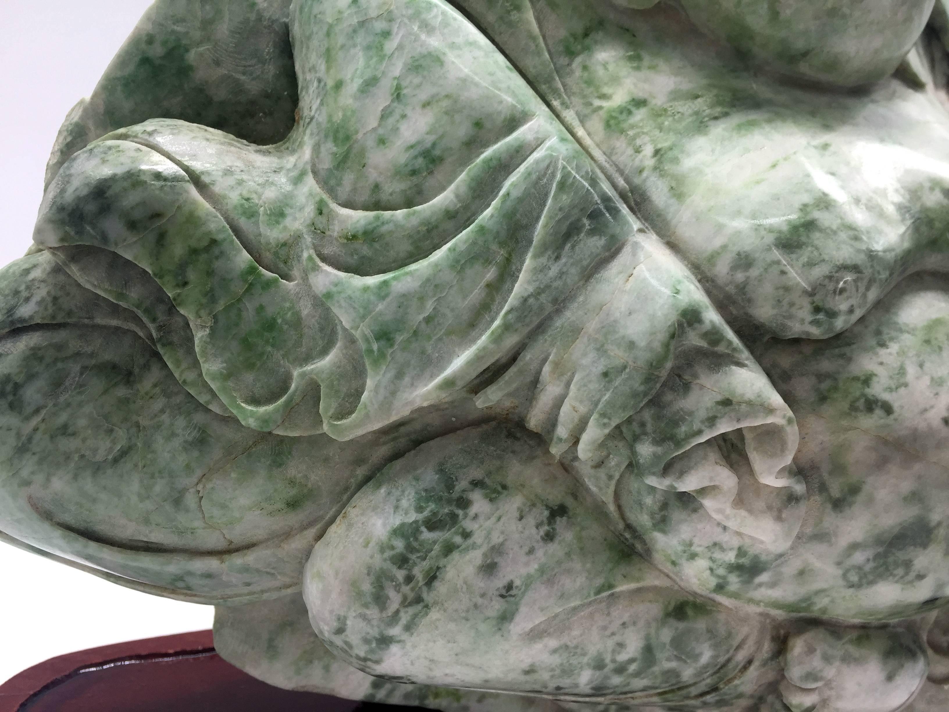 Large Stone Happy Buddha, 13 lb Du Shan Jade 2