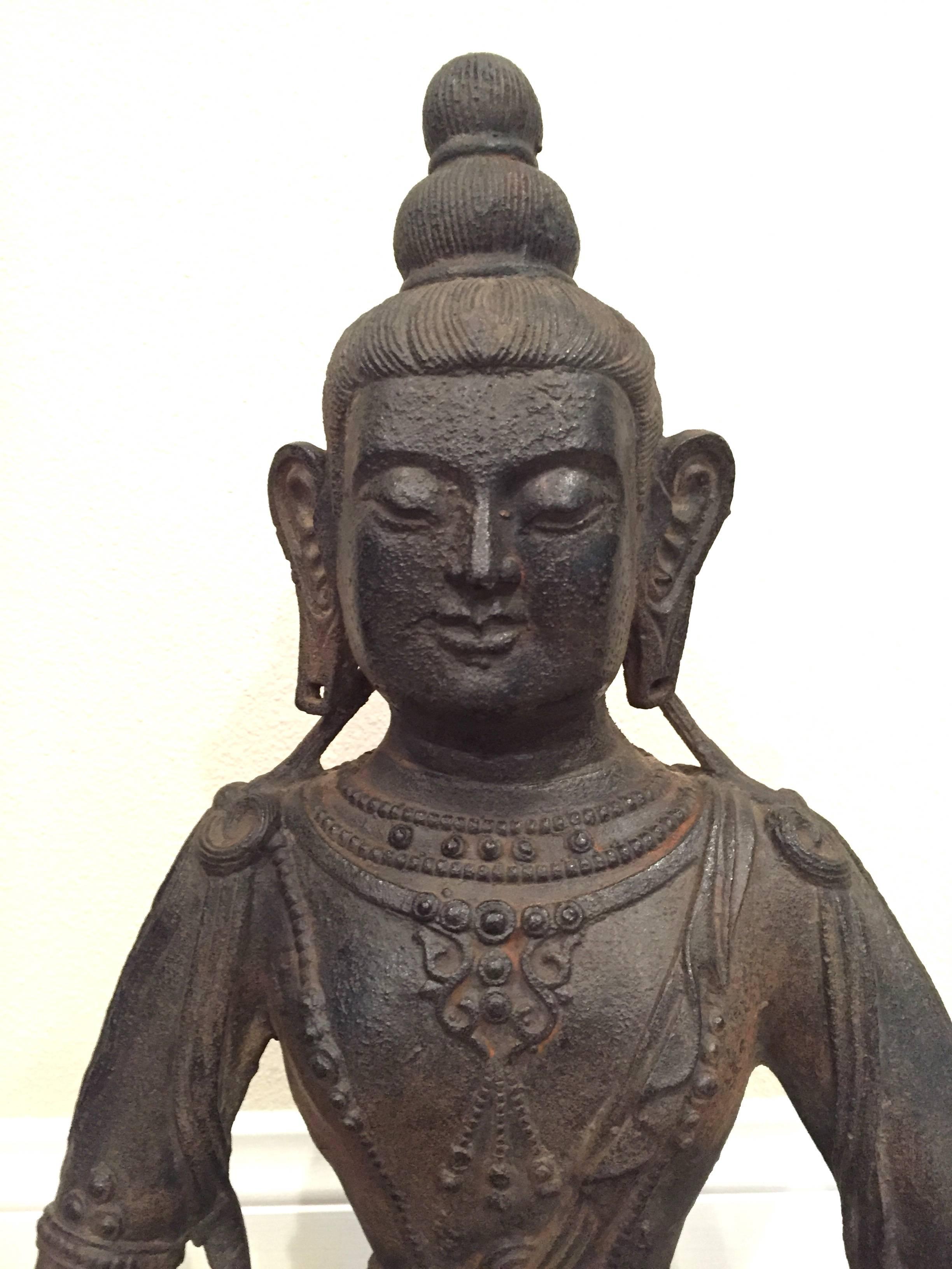 20th Century Large Iron Buddha Statue