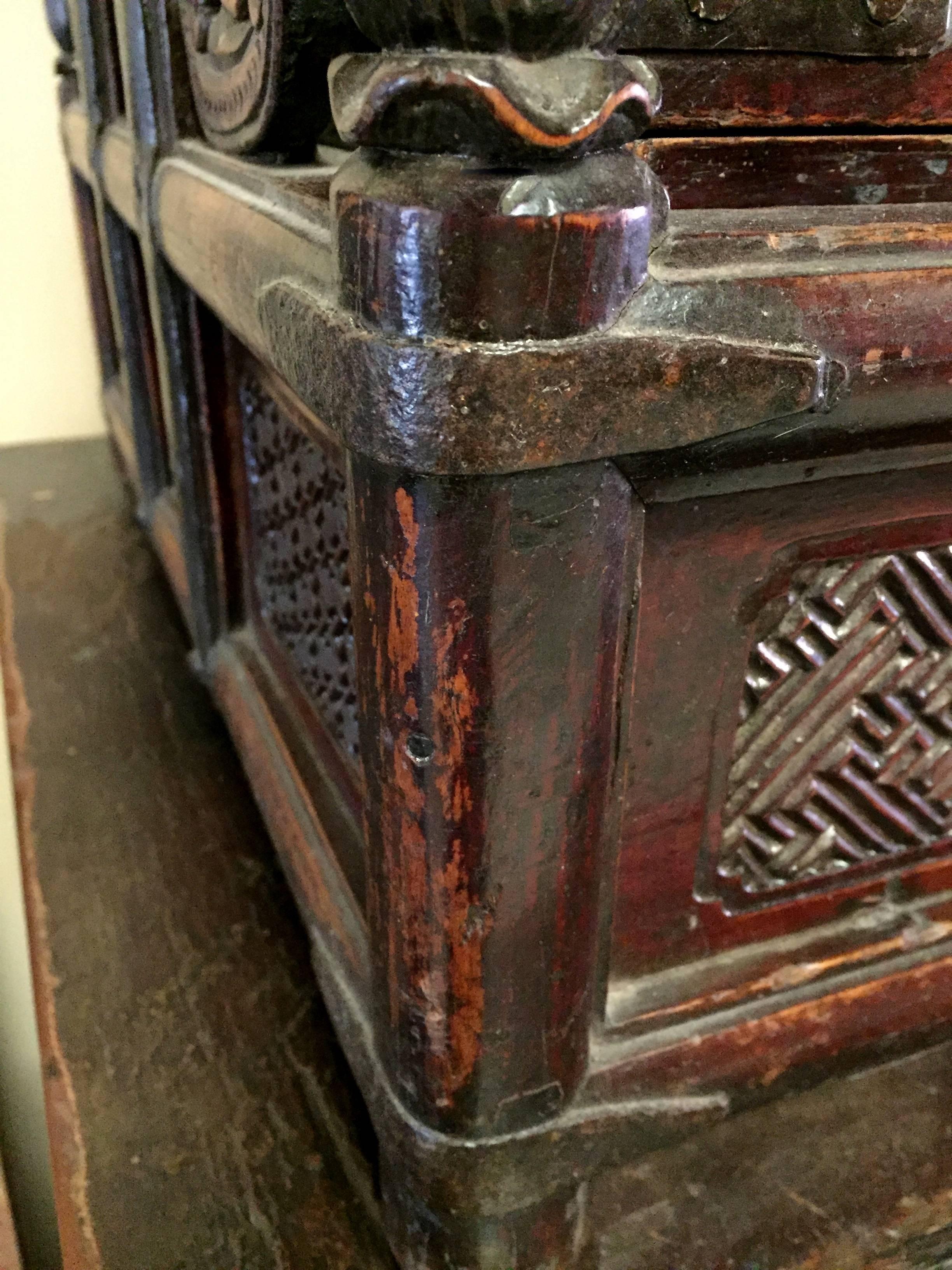 Iron 19th Century Carved Chinese Wedding Basket Three-Tier For Sale