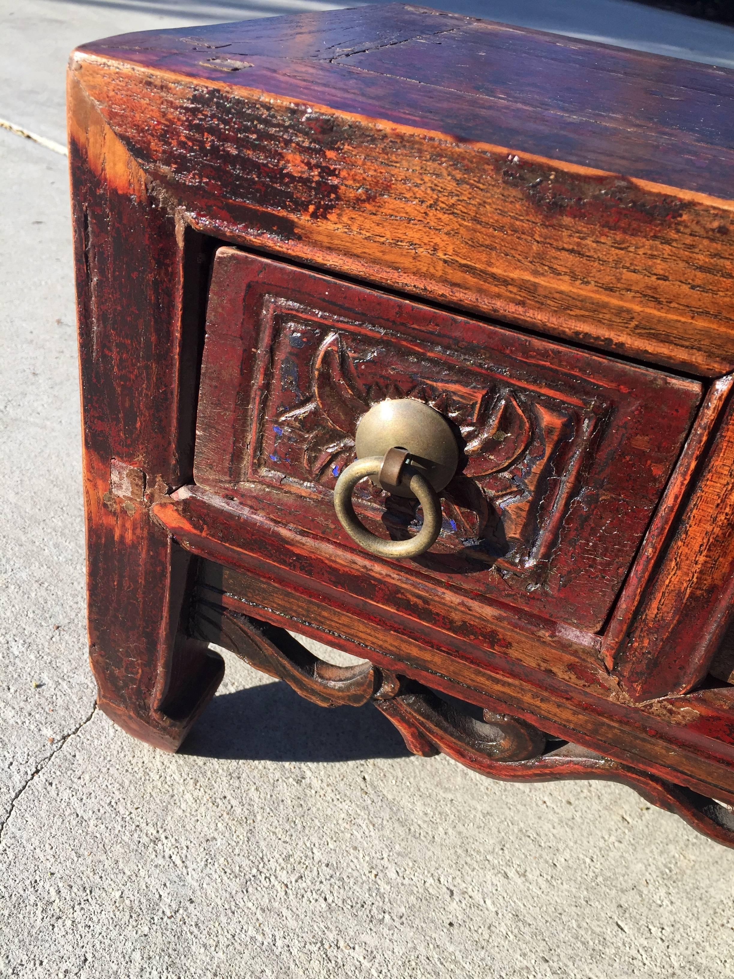 Chinese Carved Antique Small Table, Candle Stand, Statue Stand