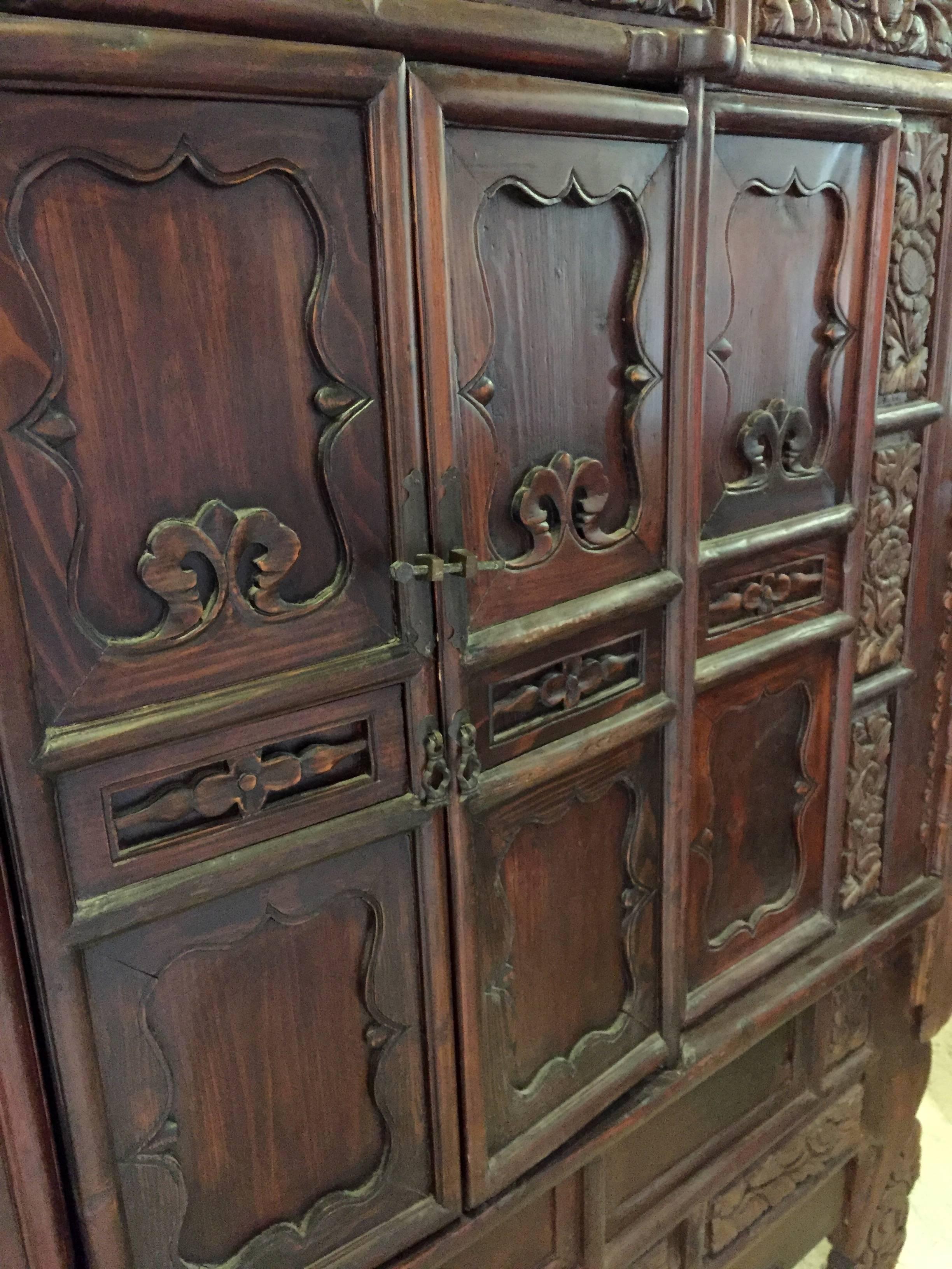 19th Century Chinese Antique General's Armoire  For Sale