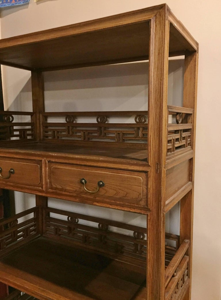 Pair of Asian Bookcase with Lattice Work For Sale at 1stDibs