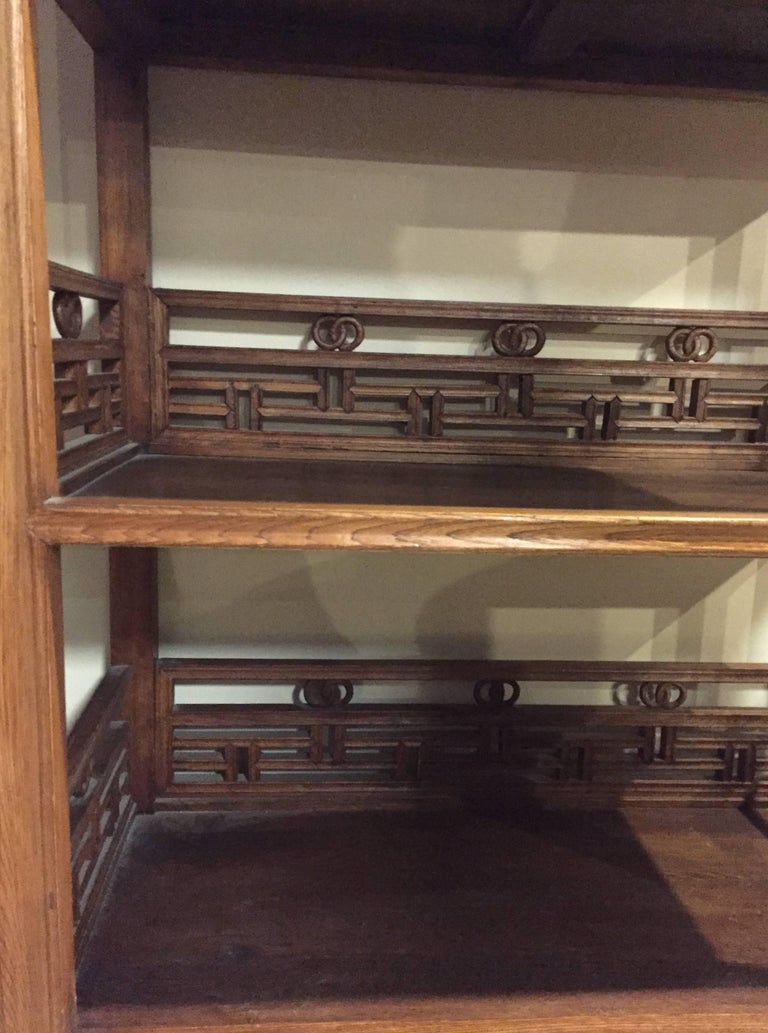 Pair of Asian Bookcase with Lattice Work For Sale at 1stDibs