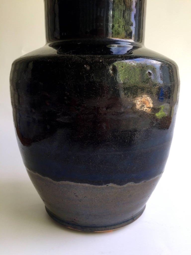 Black Glazed Jars, Two Chinese Antique Vinegar Jars, Handmade Pottery at 1stdibs