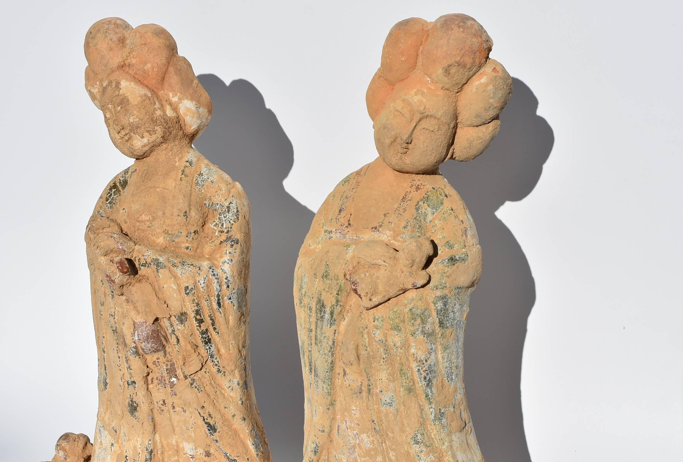 Pair of Tang Dynasty Style Terracotta Court Ladies 2