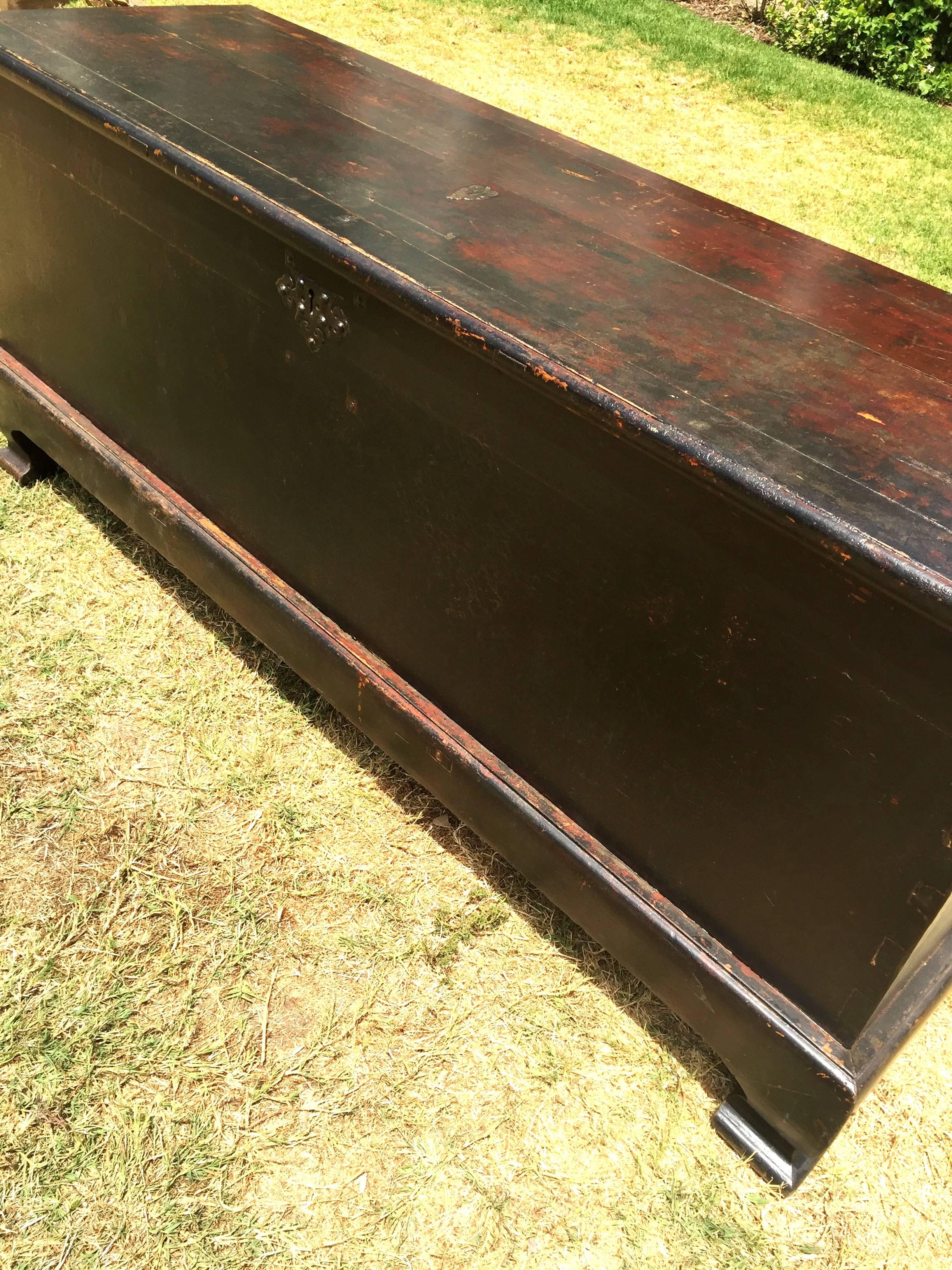 Monumental Antique Trunk Giant Blanket Chest For Sale at 1stDibs