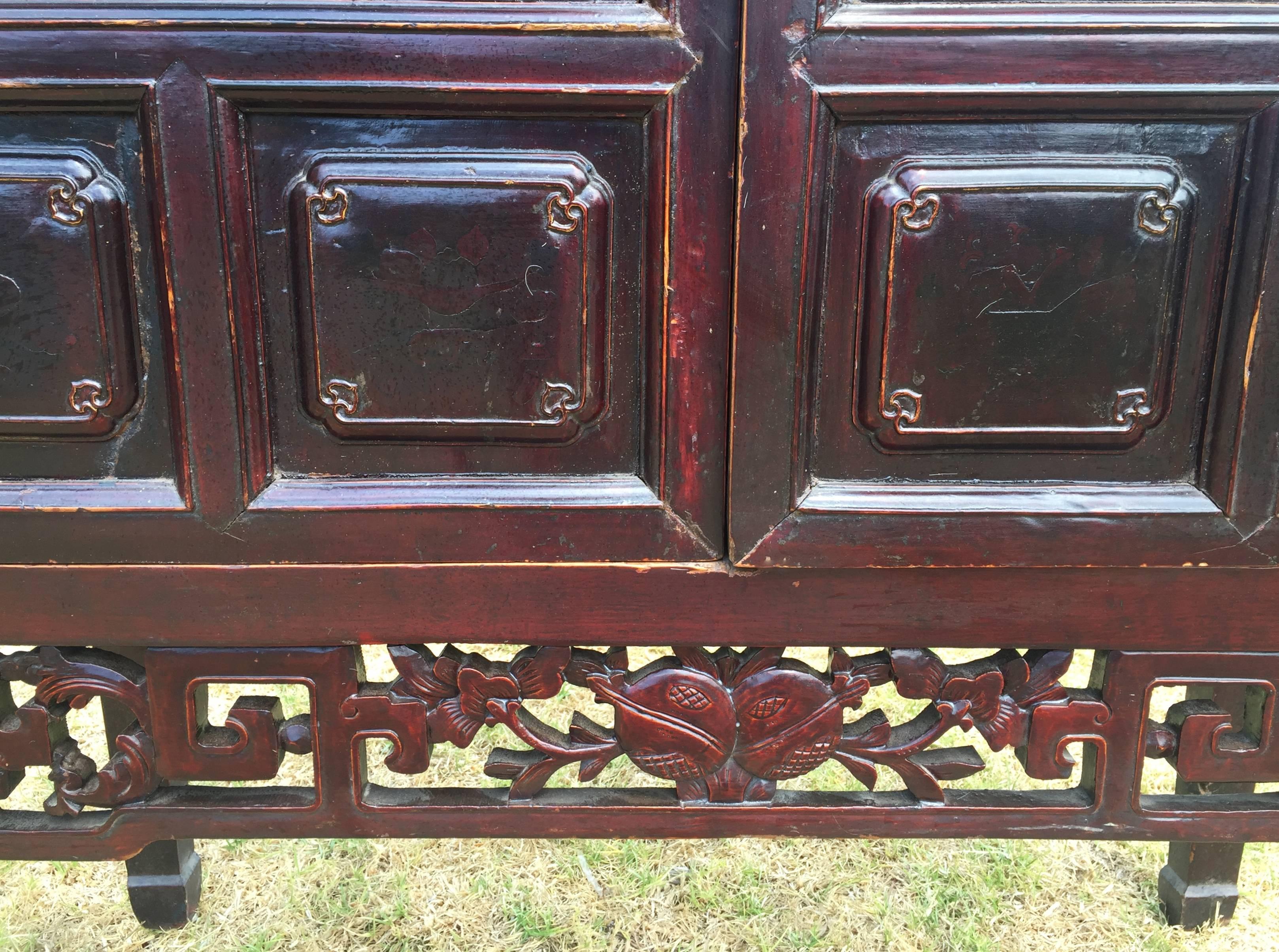 19th Century Antique Southern Chinese Scholar's Chest with Carvings