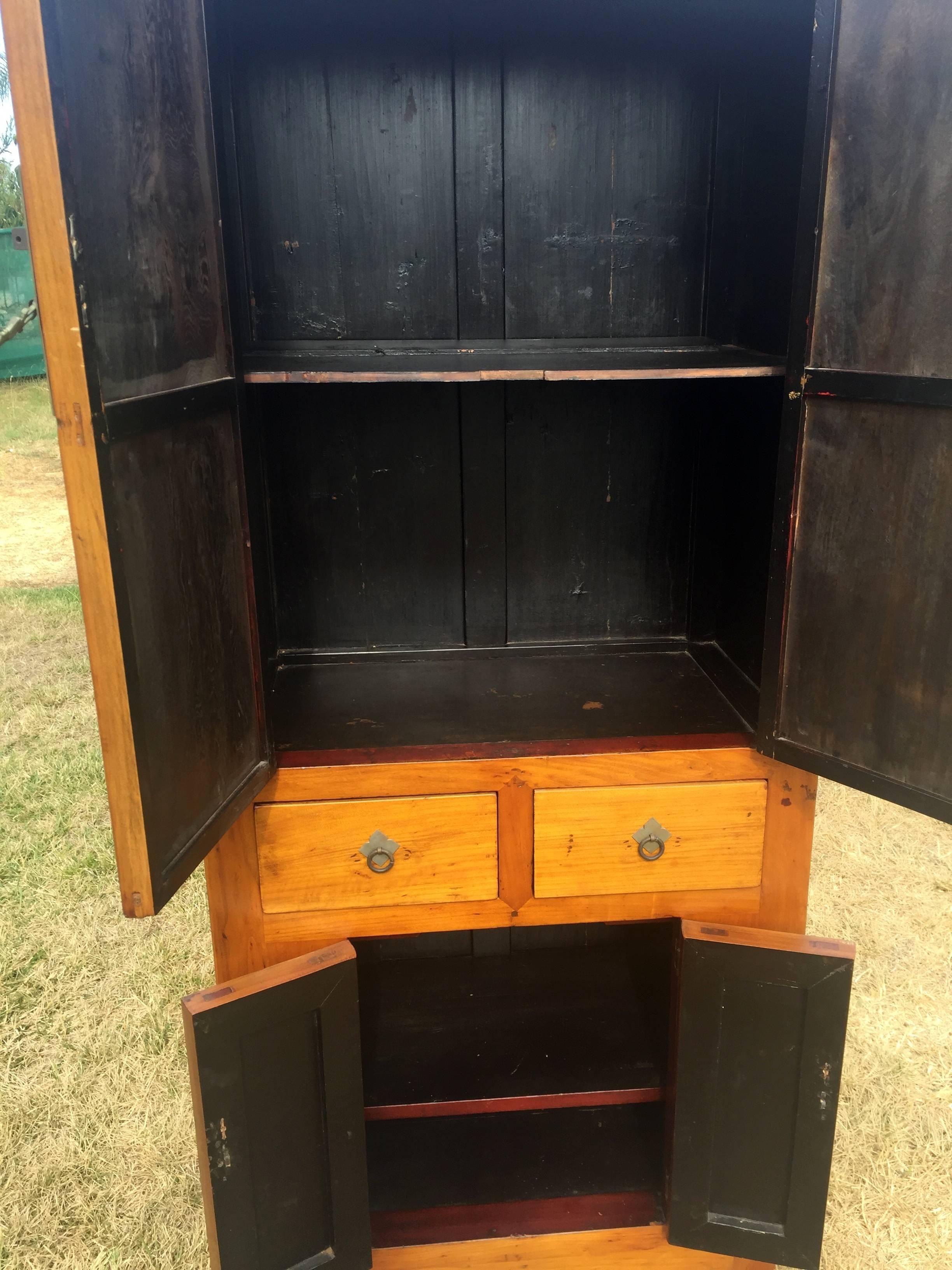 Wood Antique Natural Finish Narrow Chest, Northern Chinese