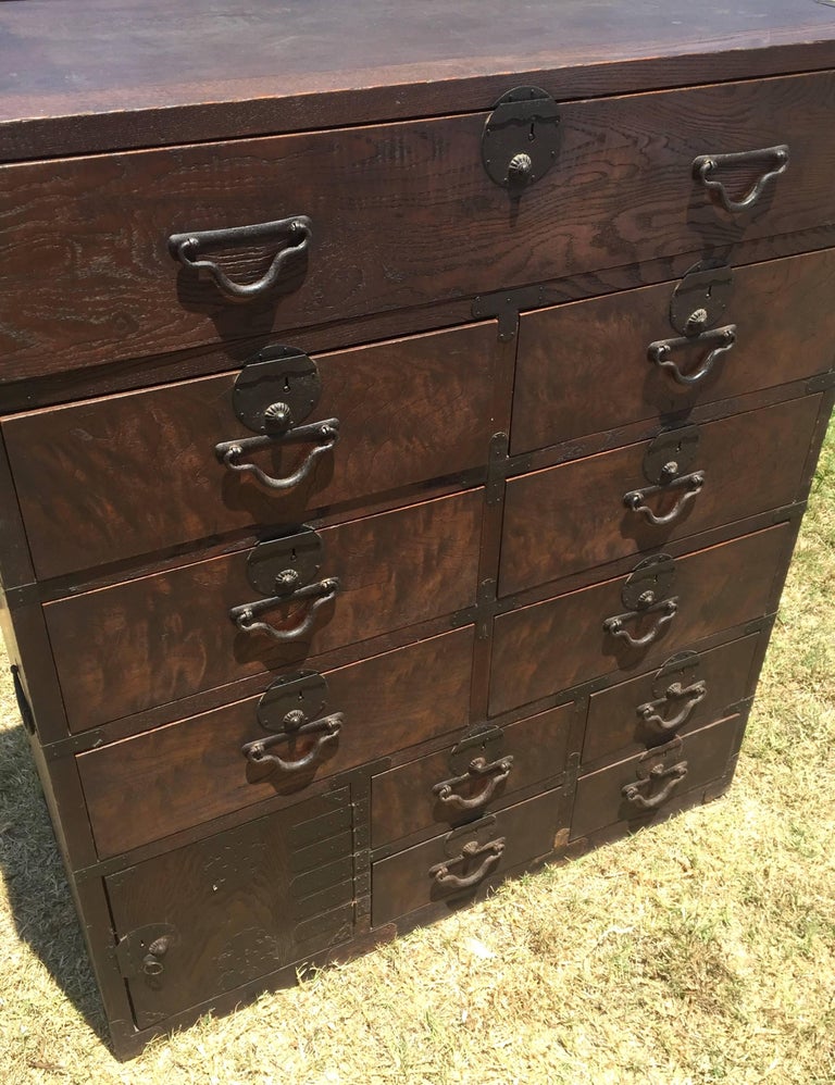 Vintage Japanese Tansu Chest with 11 Drawers For Sale at 1stDibs