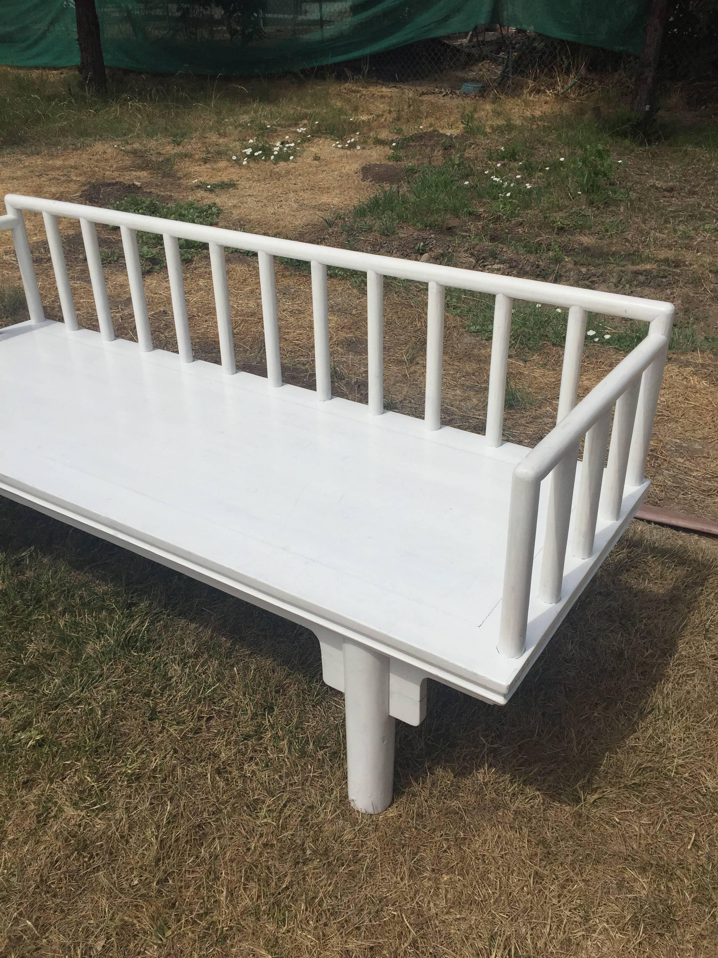 Chinese White Asian Settee Bench, Ming Style, Modern