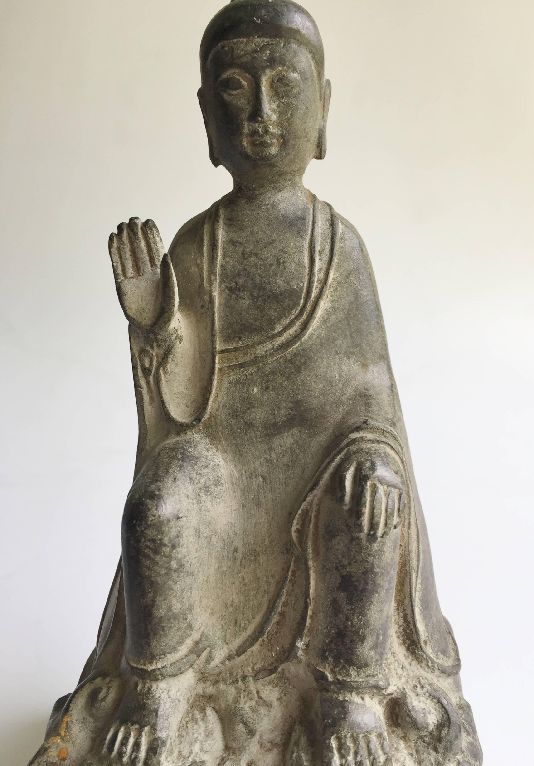 20th Century Antique Bronze No Fear Buddha