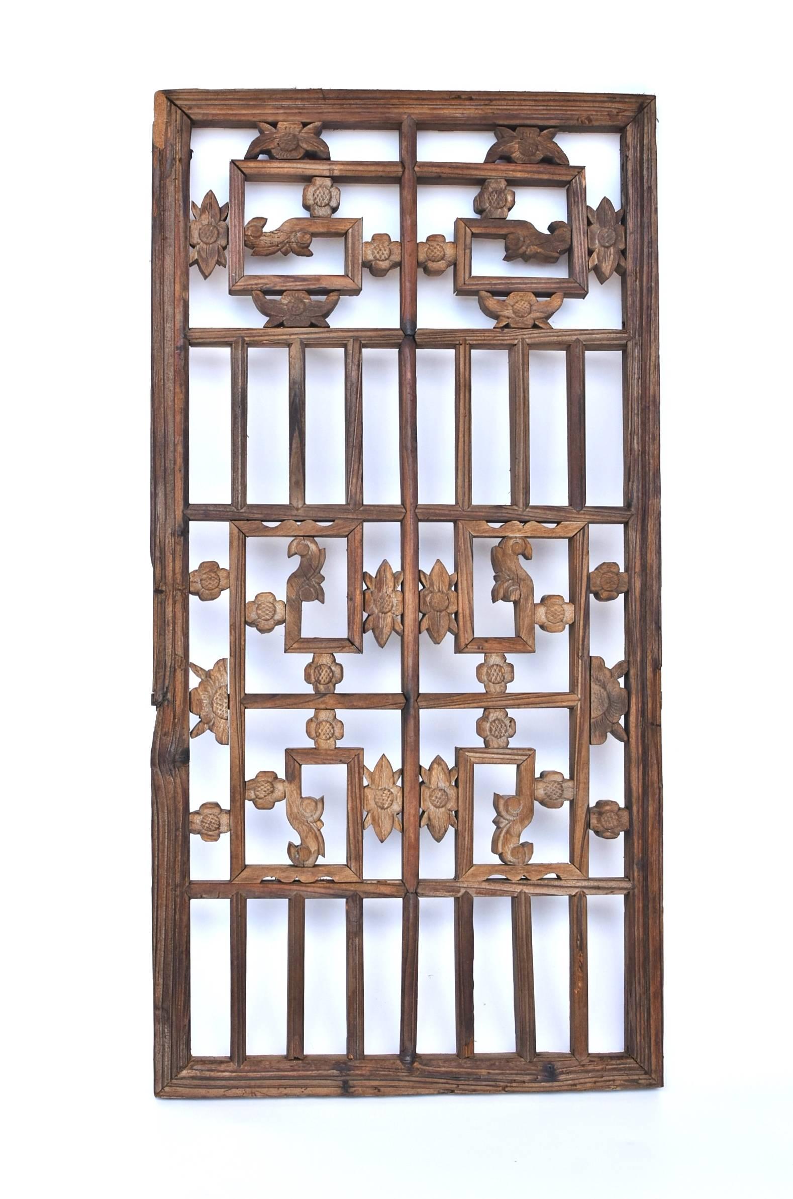 Antique Chinese Screen, Floral and Scroll Pattern 3