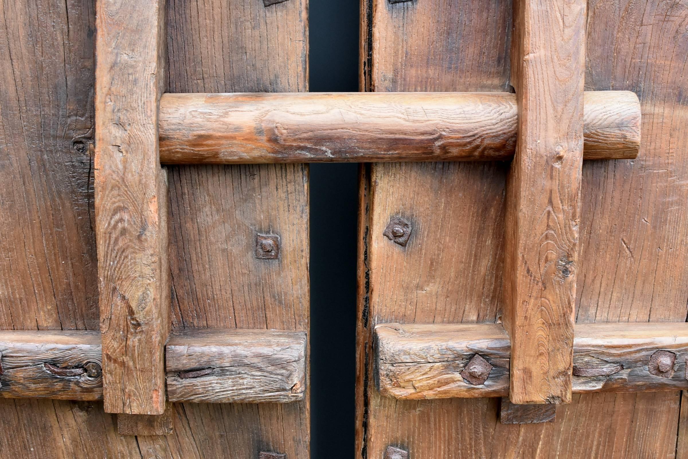 Antique Wooden Doors with Ironwork, Substantial, Chinese Rustic  2