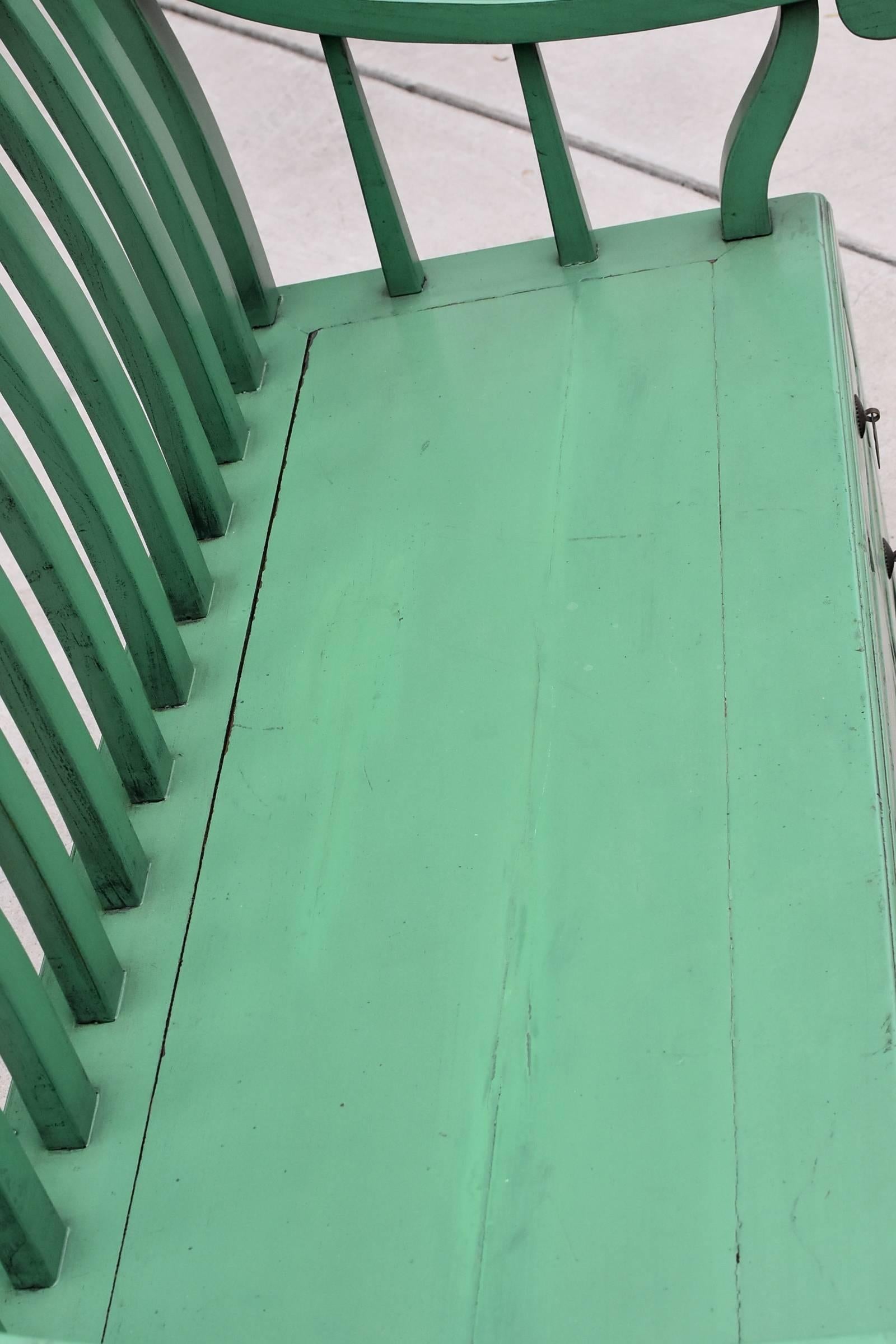 Green Asian Bench Settee In Good Condition In Somis, CA