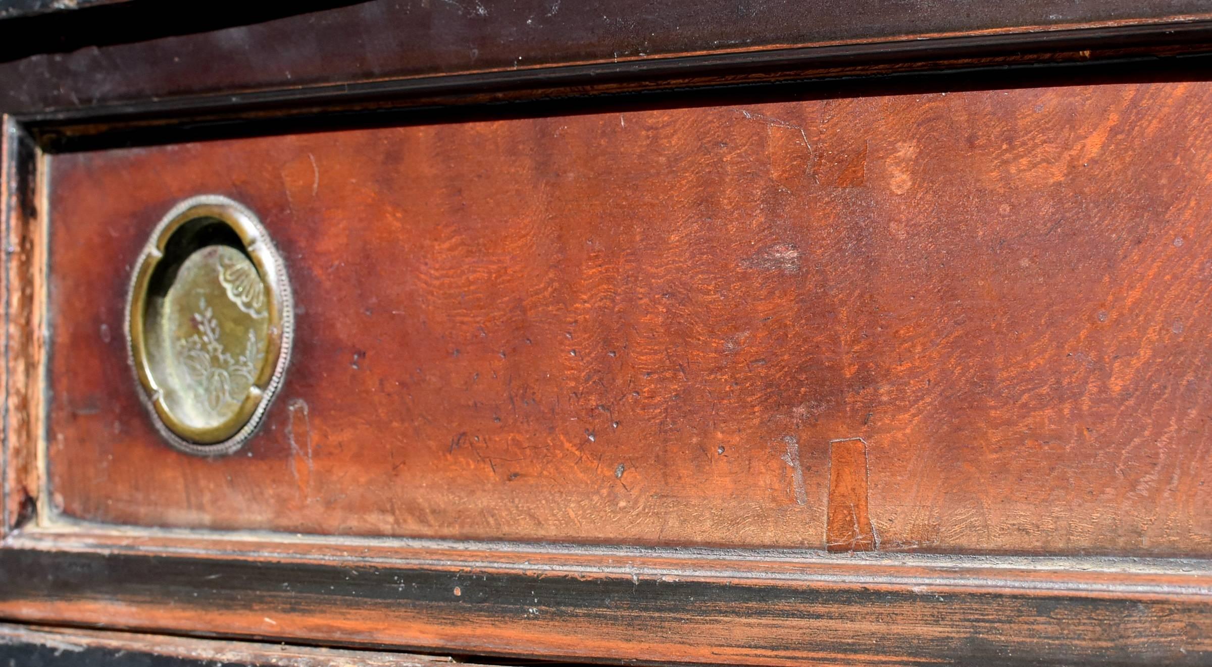 Small Vintage Japanese Chest with Burl Wood Fronts 1