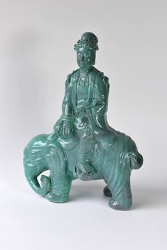 Porcelain Kindness Buddha on Elephant, Bodhisattva Pu Xian
