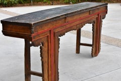 19th Century Chinese Tribal Console Table Single Board Top