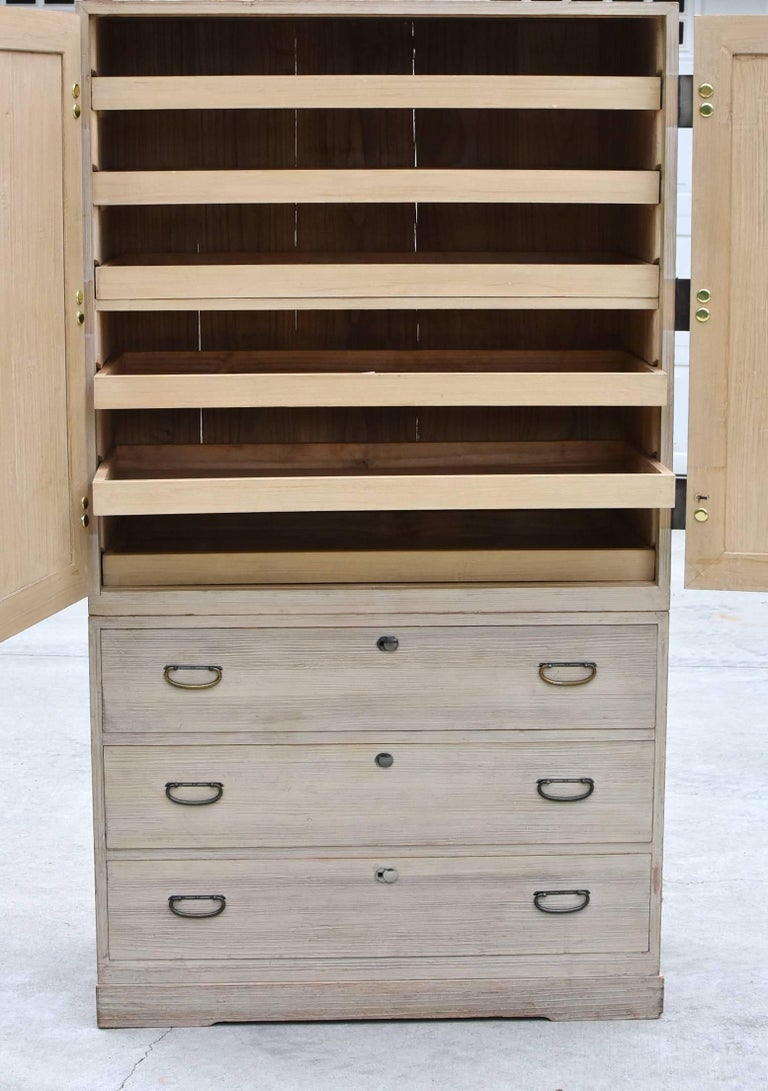 Vintage White Japanese Wardrobe with Interior Trays at 1stDibs