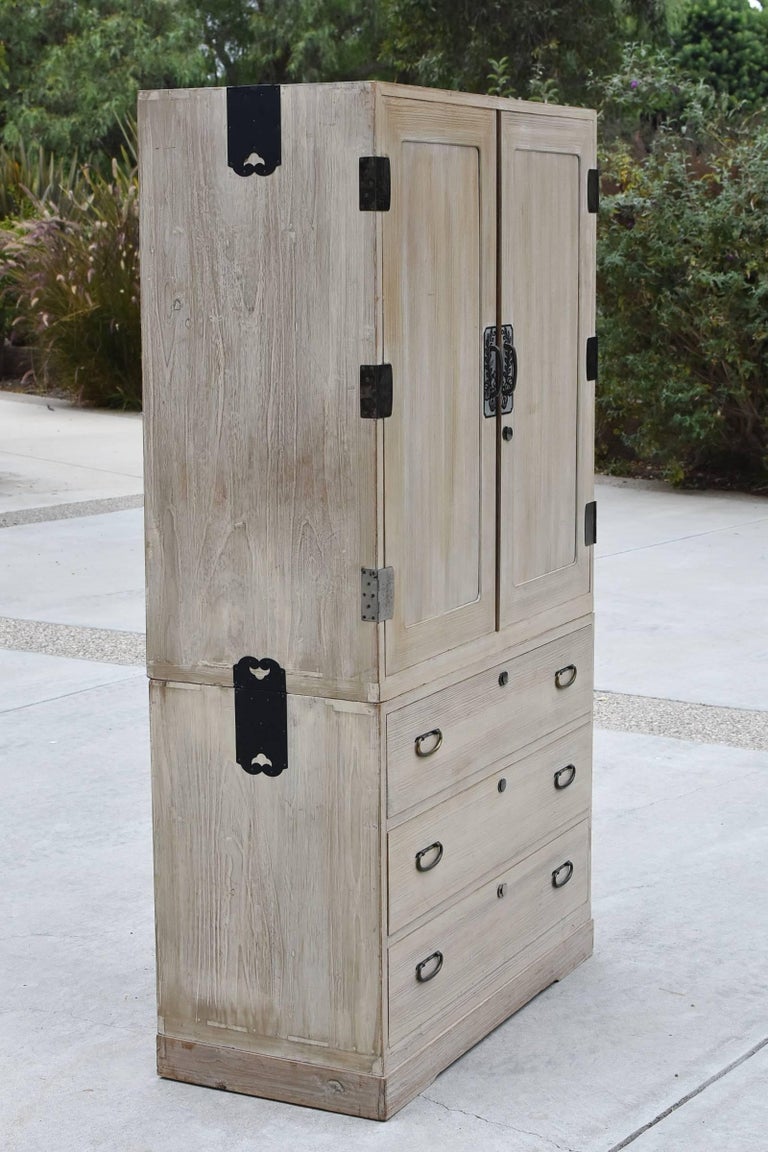 Vintage White Japanese Wardrobe with Interior Trays at 1stDibs