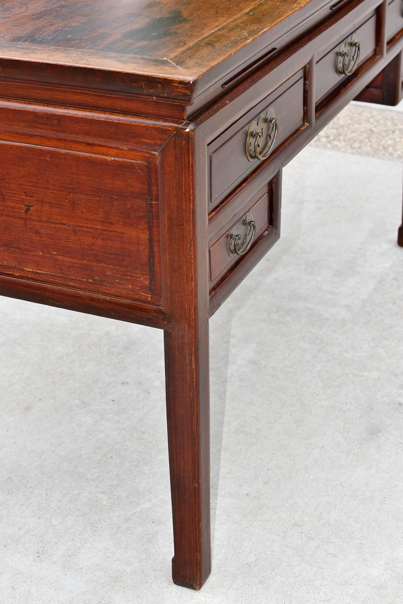 19th Century Antique Accountant's Desk, Chinese Solid Wood Desk
