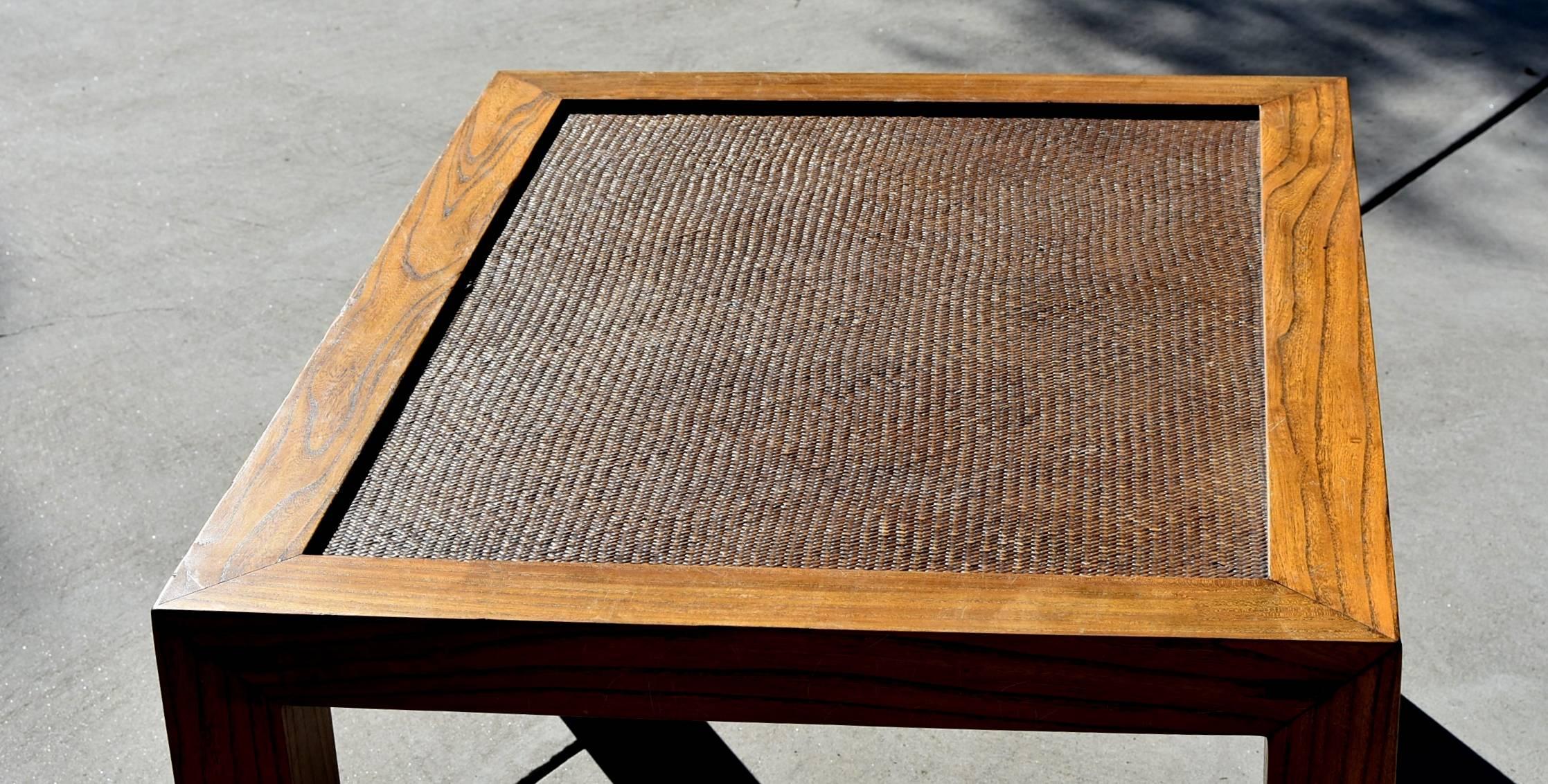 20th Century Natural Finish Parsons Table with Rattan Top