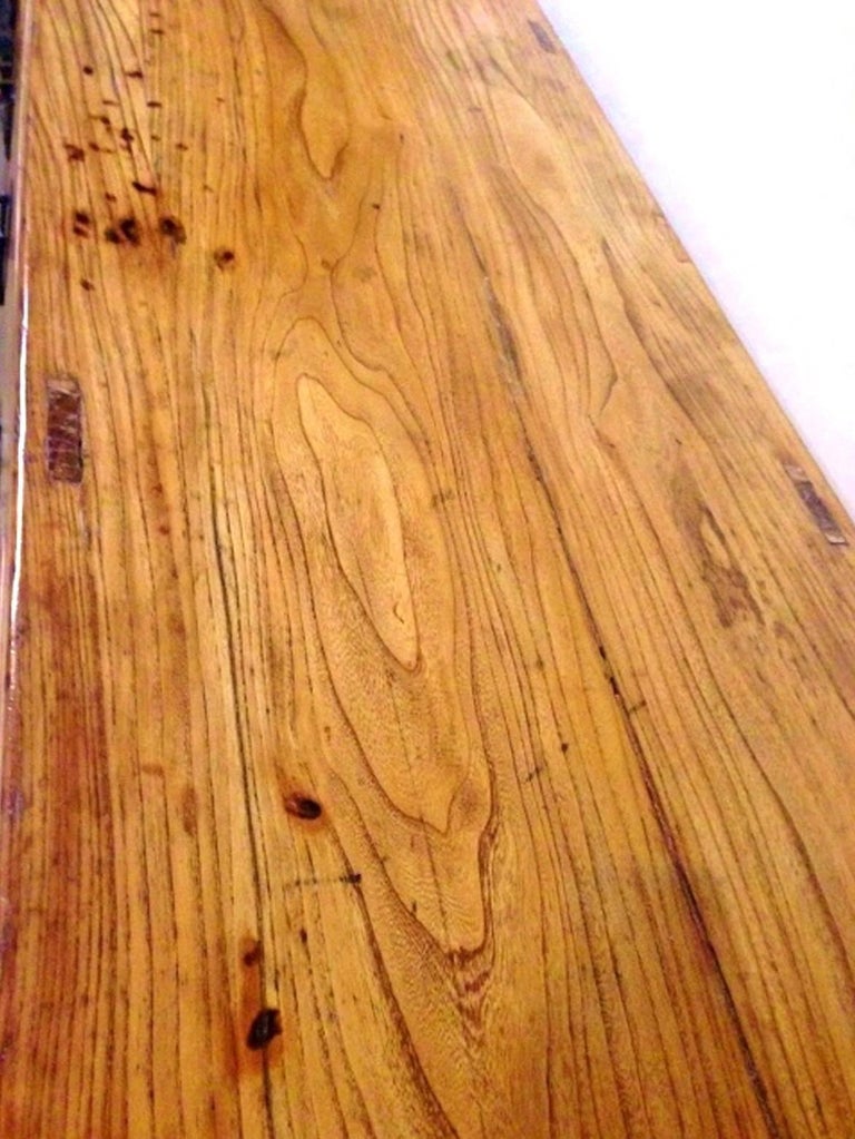 Antique Solid Elm Wood Sideboard, Natural Finish, Northern Chinese For