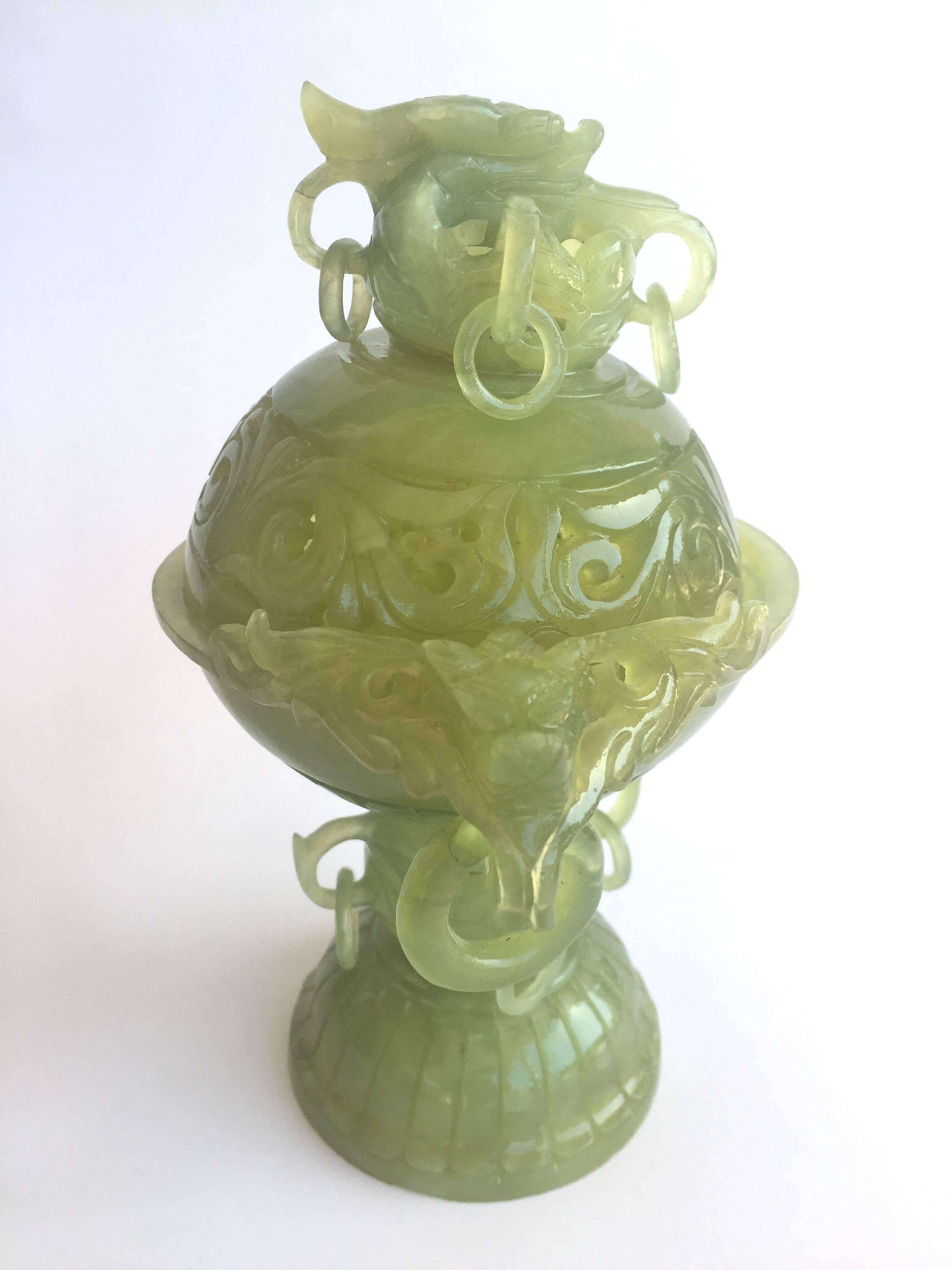 Contemporary Jade Style Serpentine Incense Burner