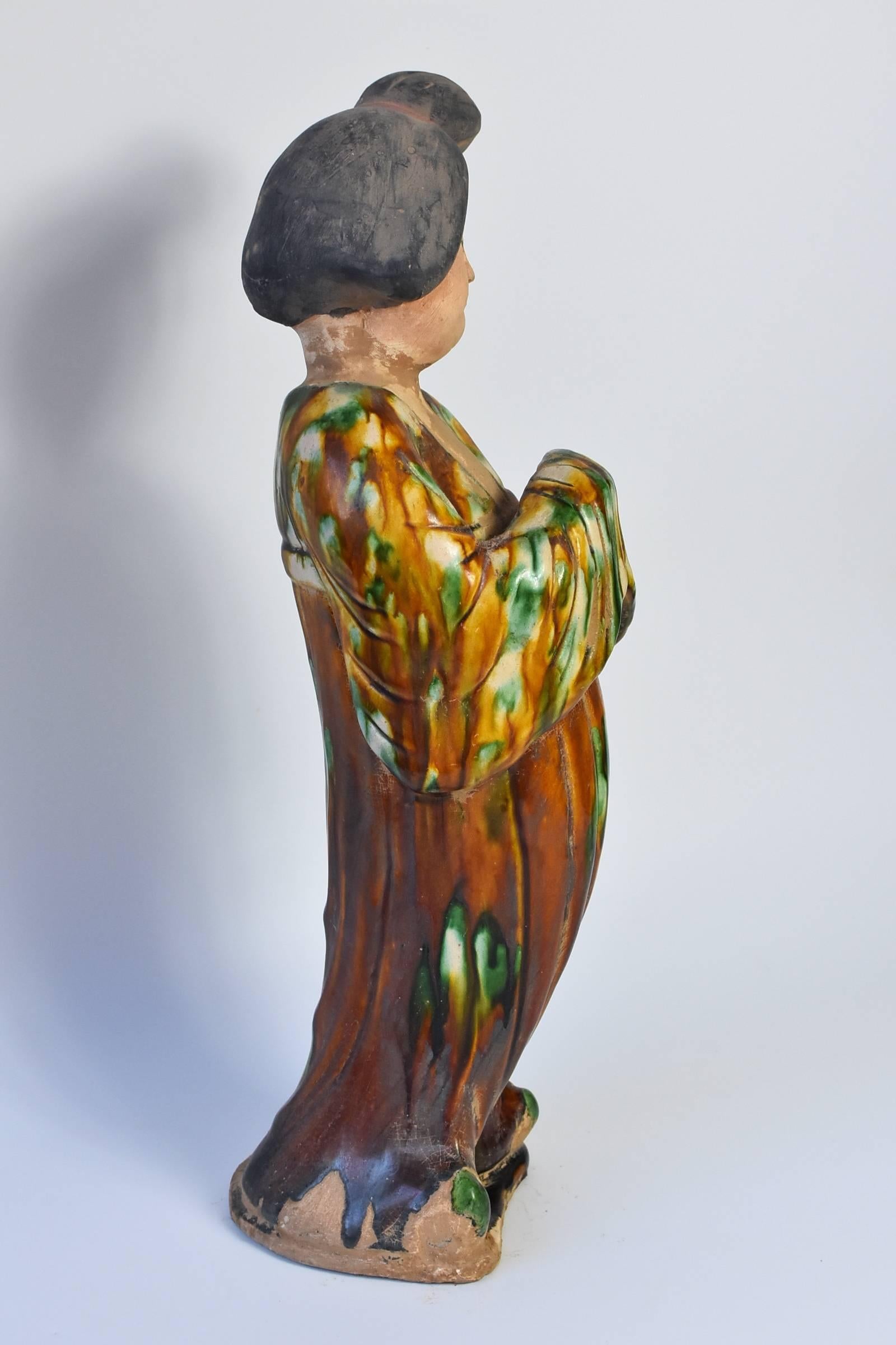 Glazed Terracotta Court Lady, Tang Style San Cai