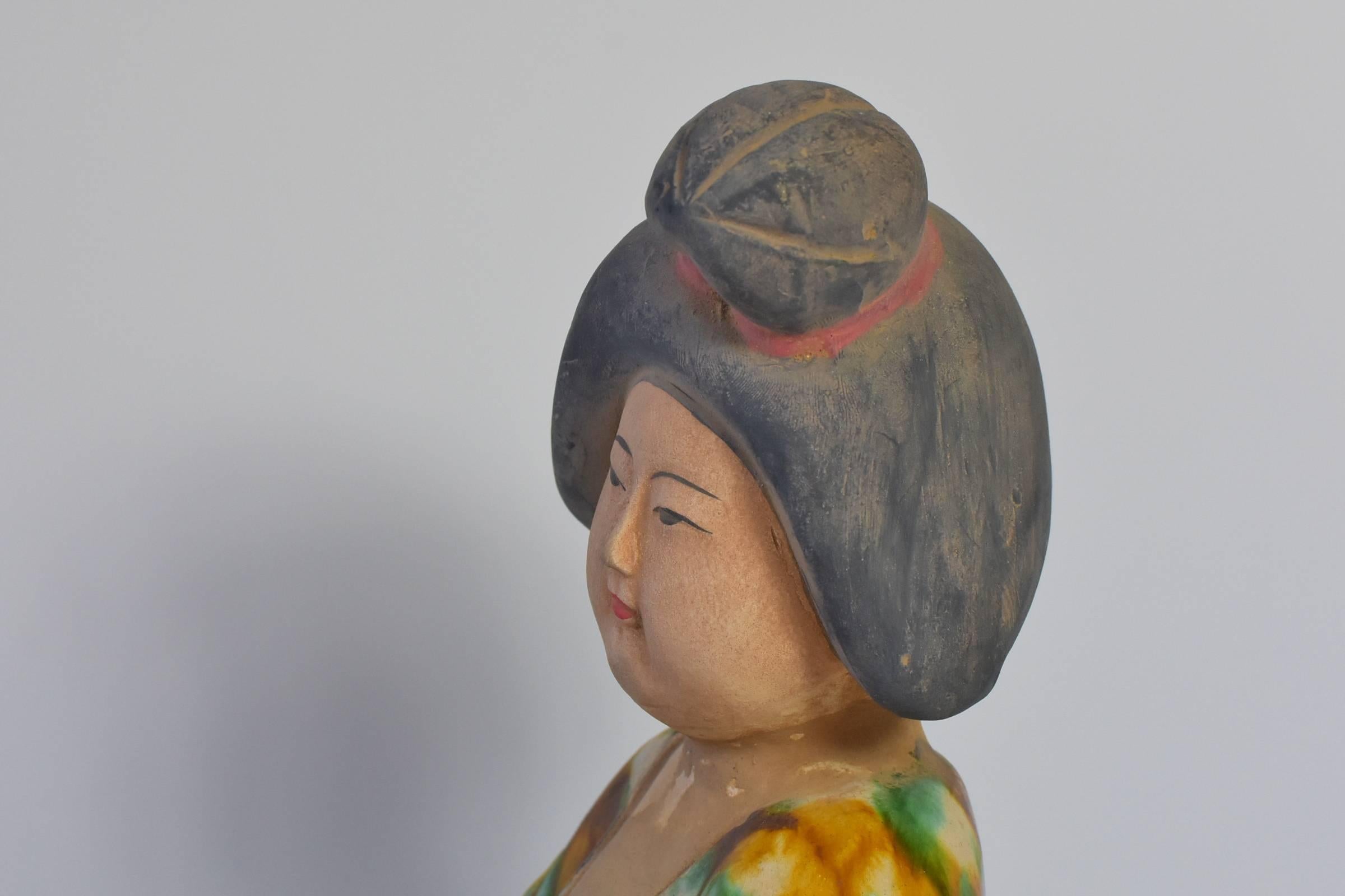 20th Century Terracotta Court Lady, Tang Style San Cai