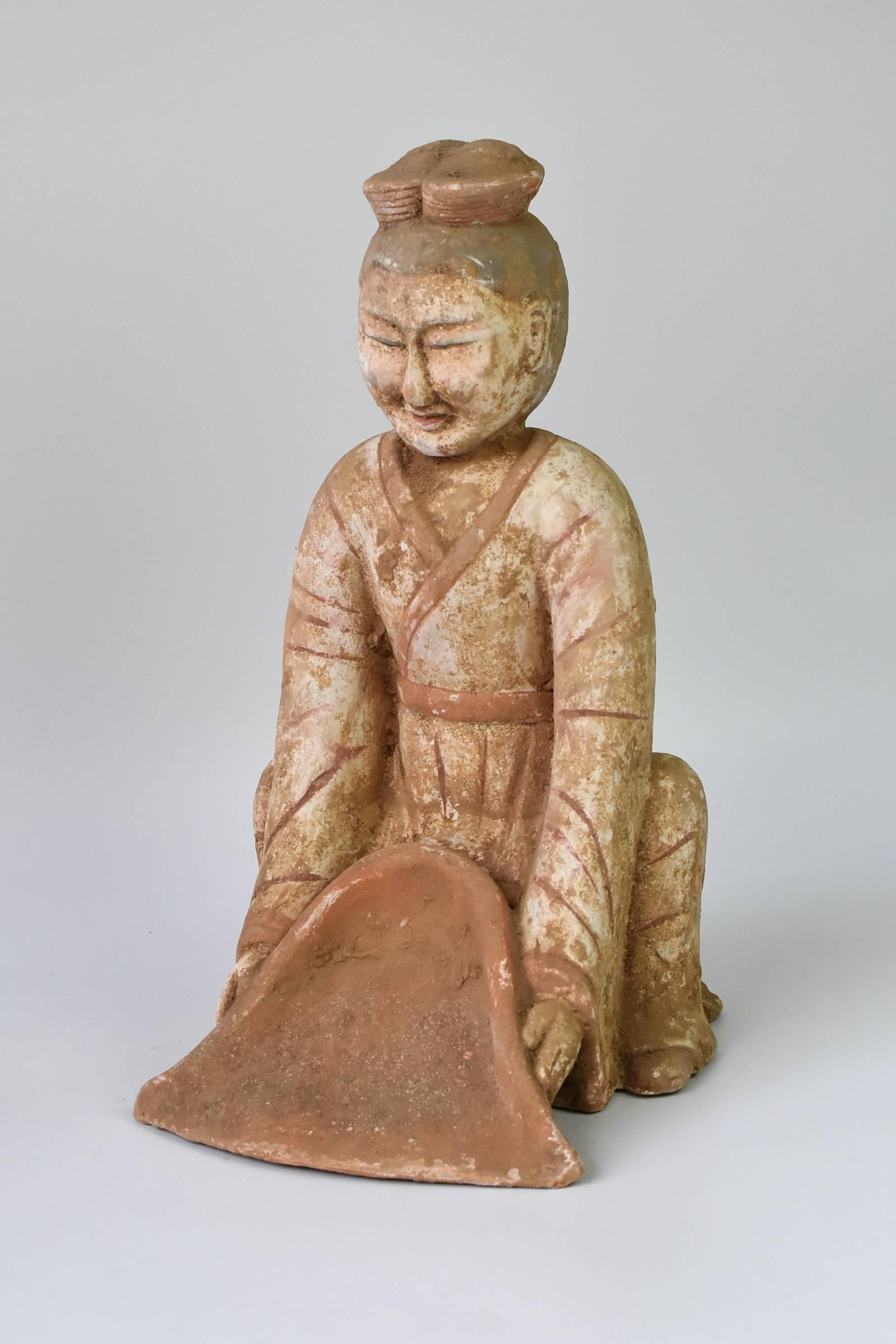 Chinese Terracotta Farmer, Han Dynasty Style Pottery Figure