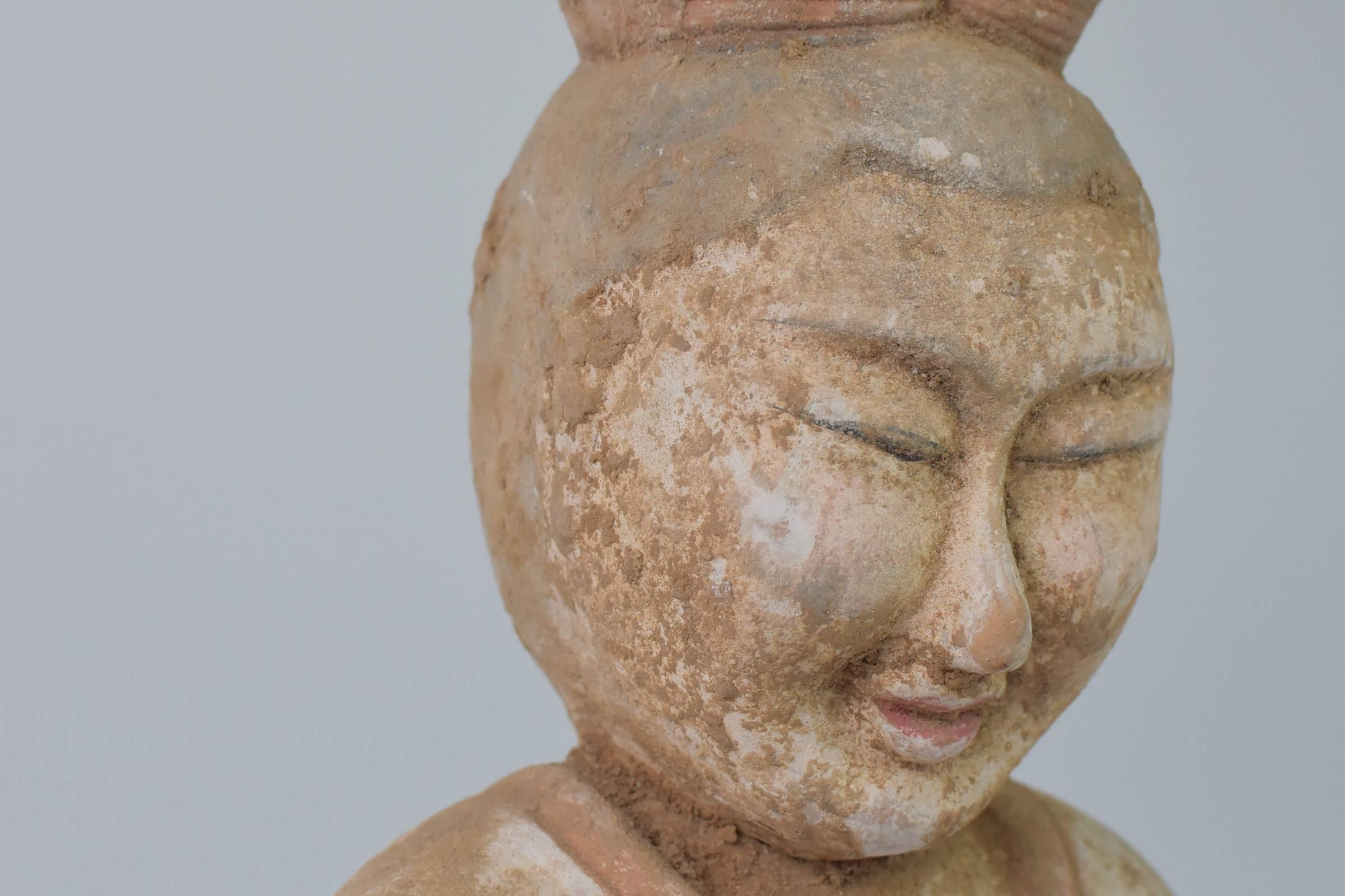 Hand-Painted Terracotta Farmer, Han Dynasty Style Pottery Figure