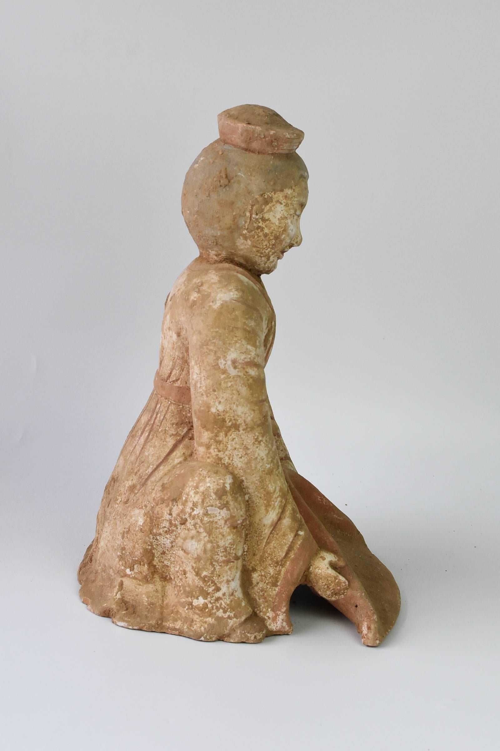 20th Century Terracotta Farmer, Han Dynasty Style Pottery Figure