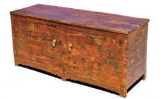 Silk Road Region Antique Blanket Chest, with Folk Art Paintings