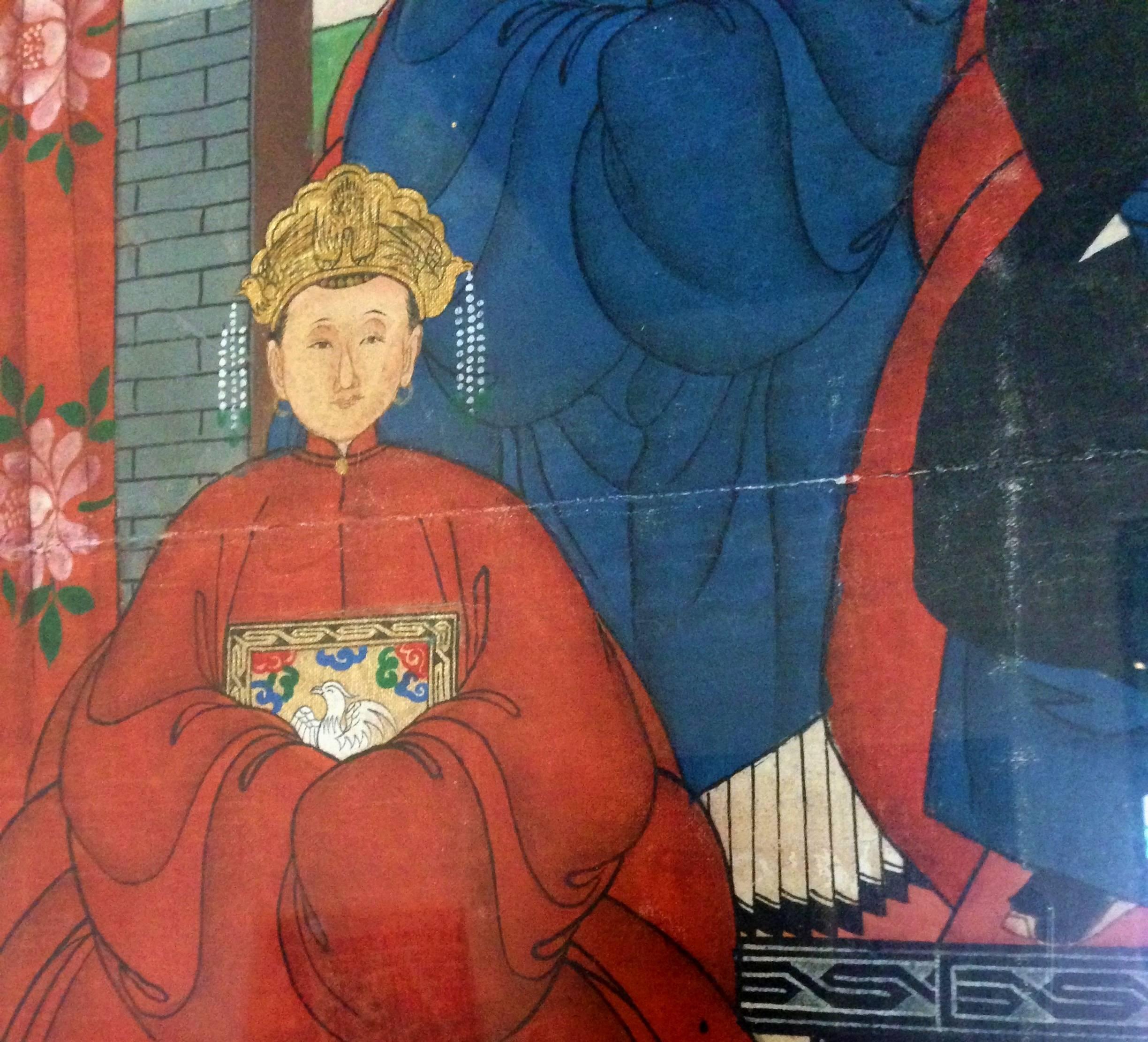 Antikes chinesisches Ahnenporträt (Handbemalt)