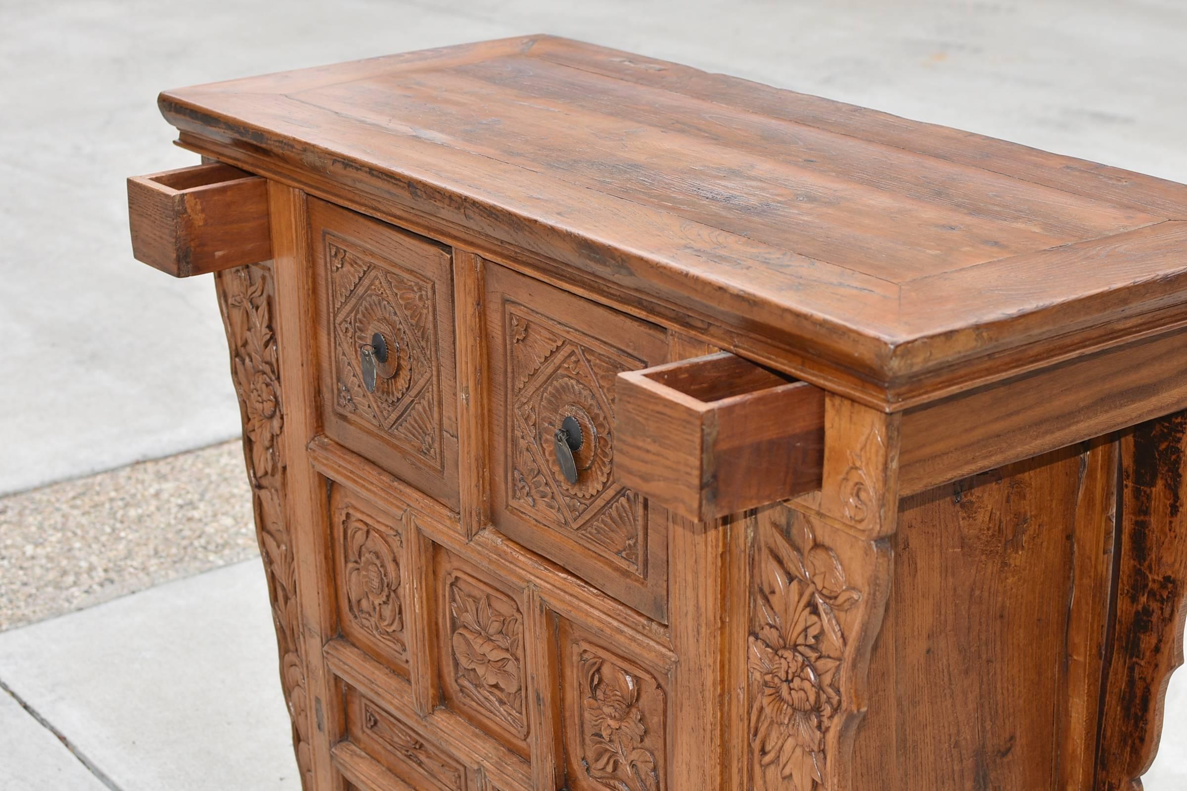 Wood 19th Century Chinese Country Chest with Secret Drawers