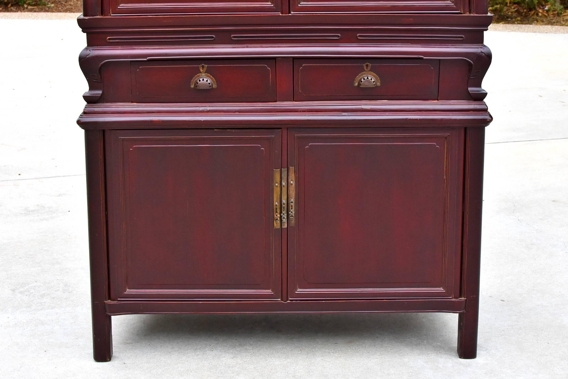 Plum Two-Tier Cabinet with Secret Locking Mechanism In Good Condition In Somis, CA