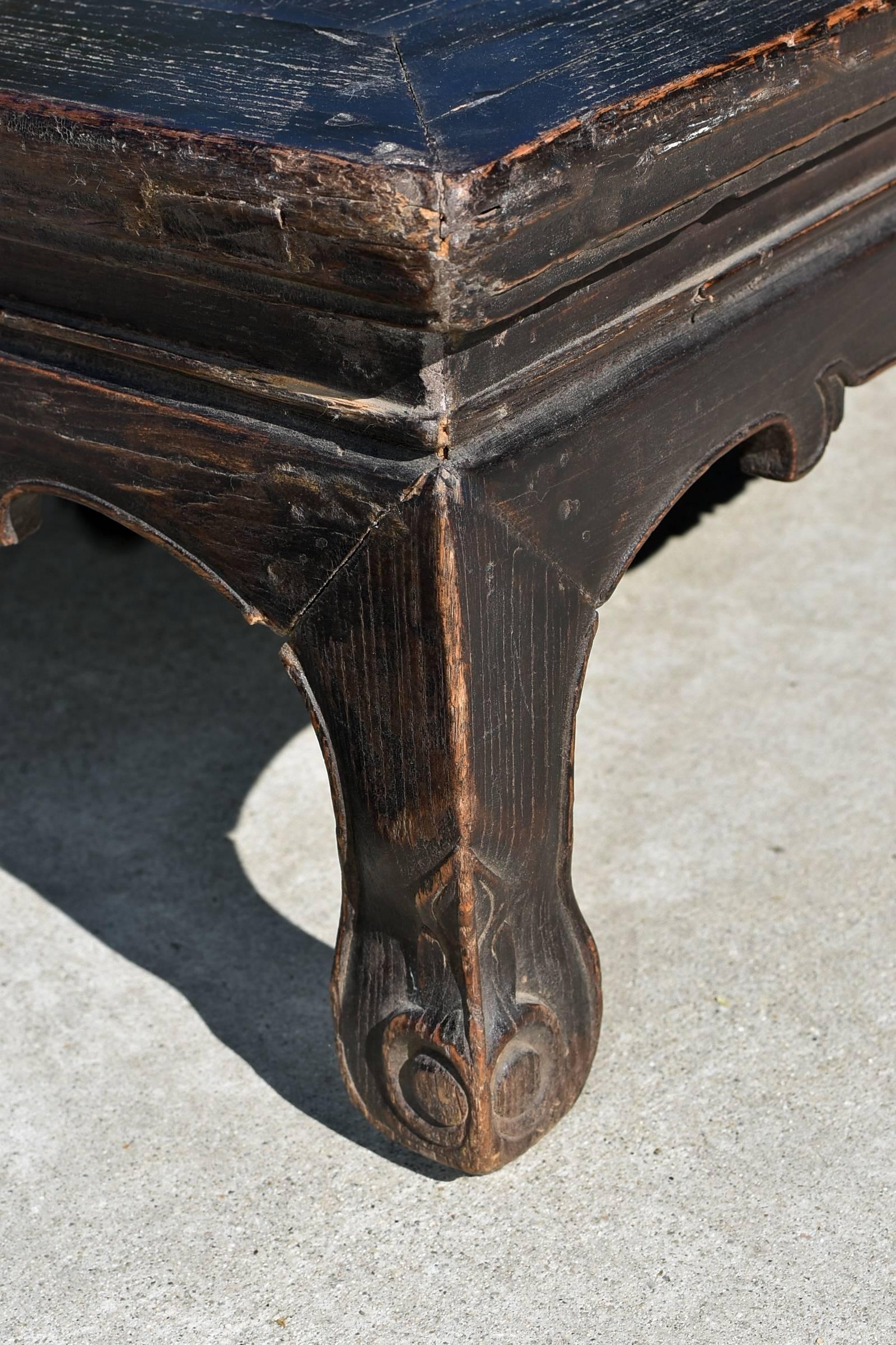 Wood Antique Chinese Low Table, Black Kang Table