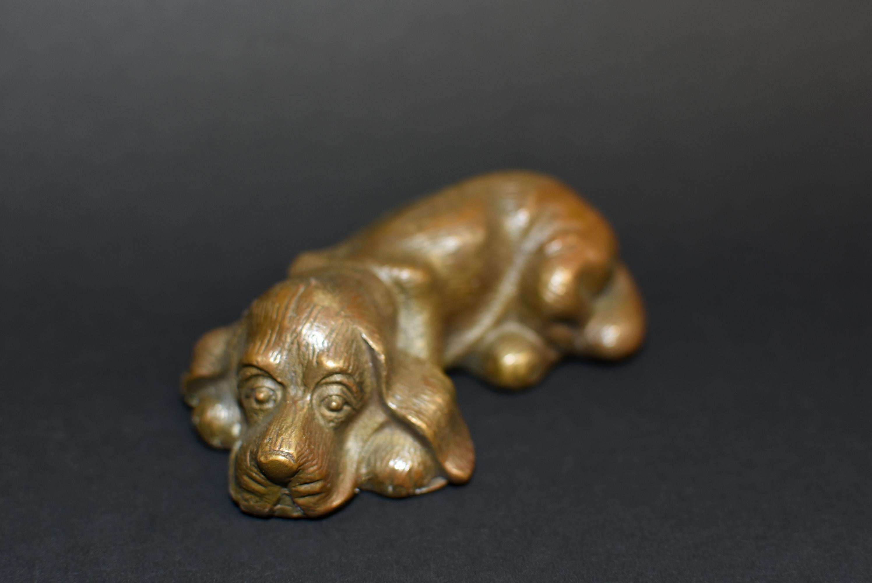 Set of Four Bronze Puppy Dog Paperweights In Good Condition In Somis, CA