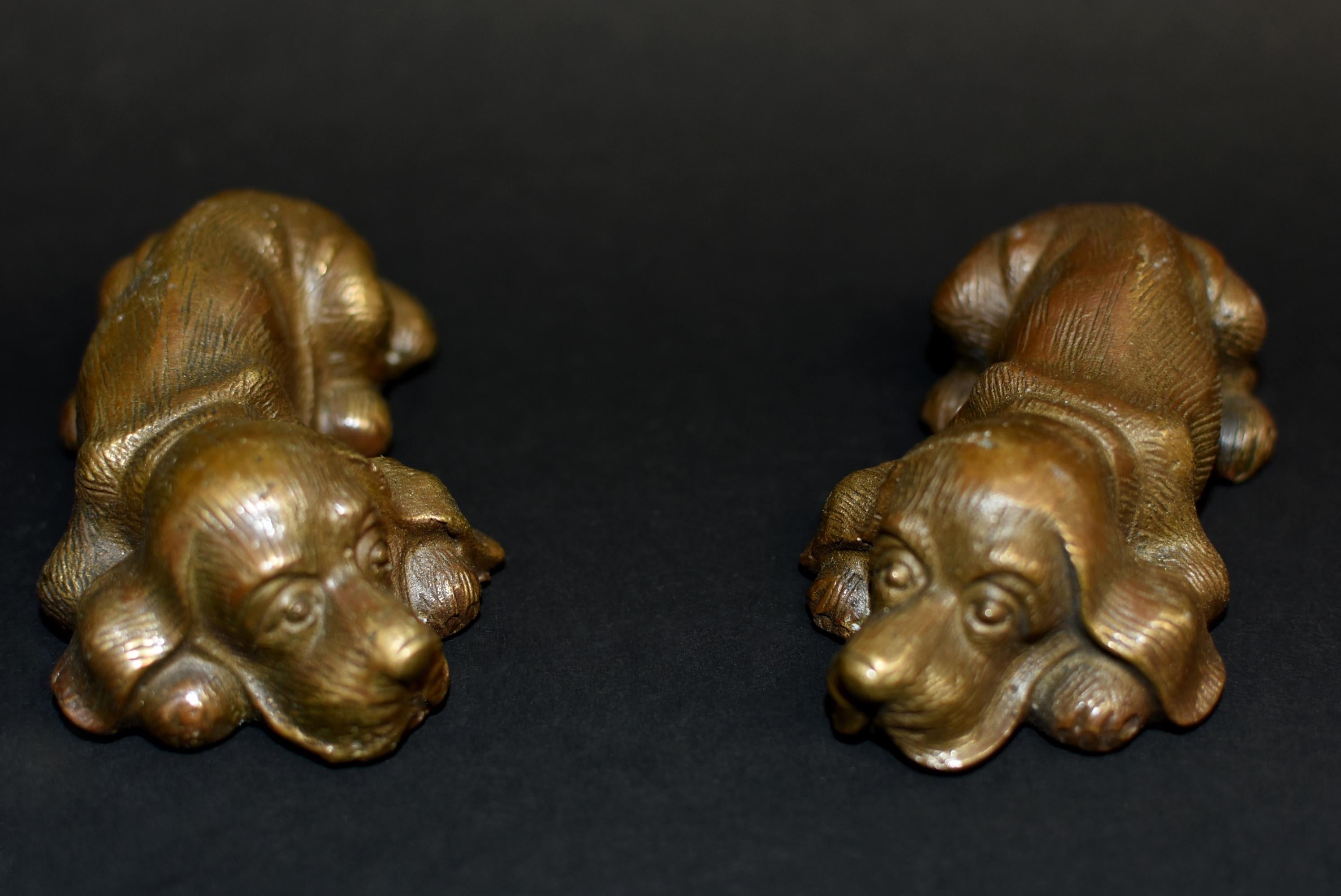 Set of Four Bronze Puppy Dog Paperweights 3