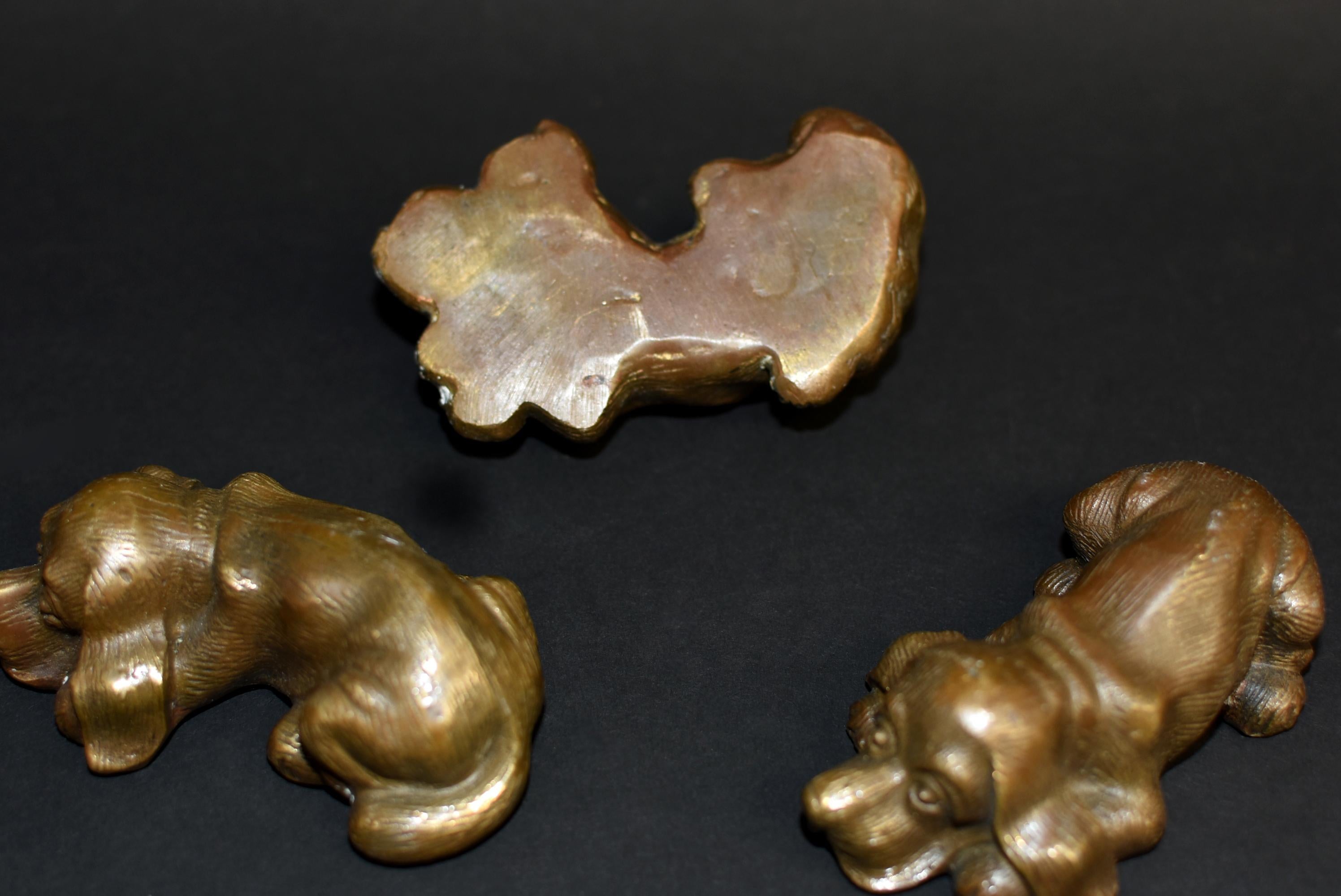 Set of Four Bronze Puppy Dog Paperweights 8