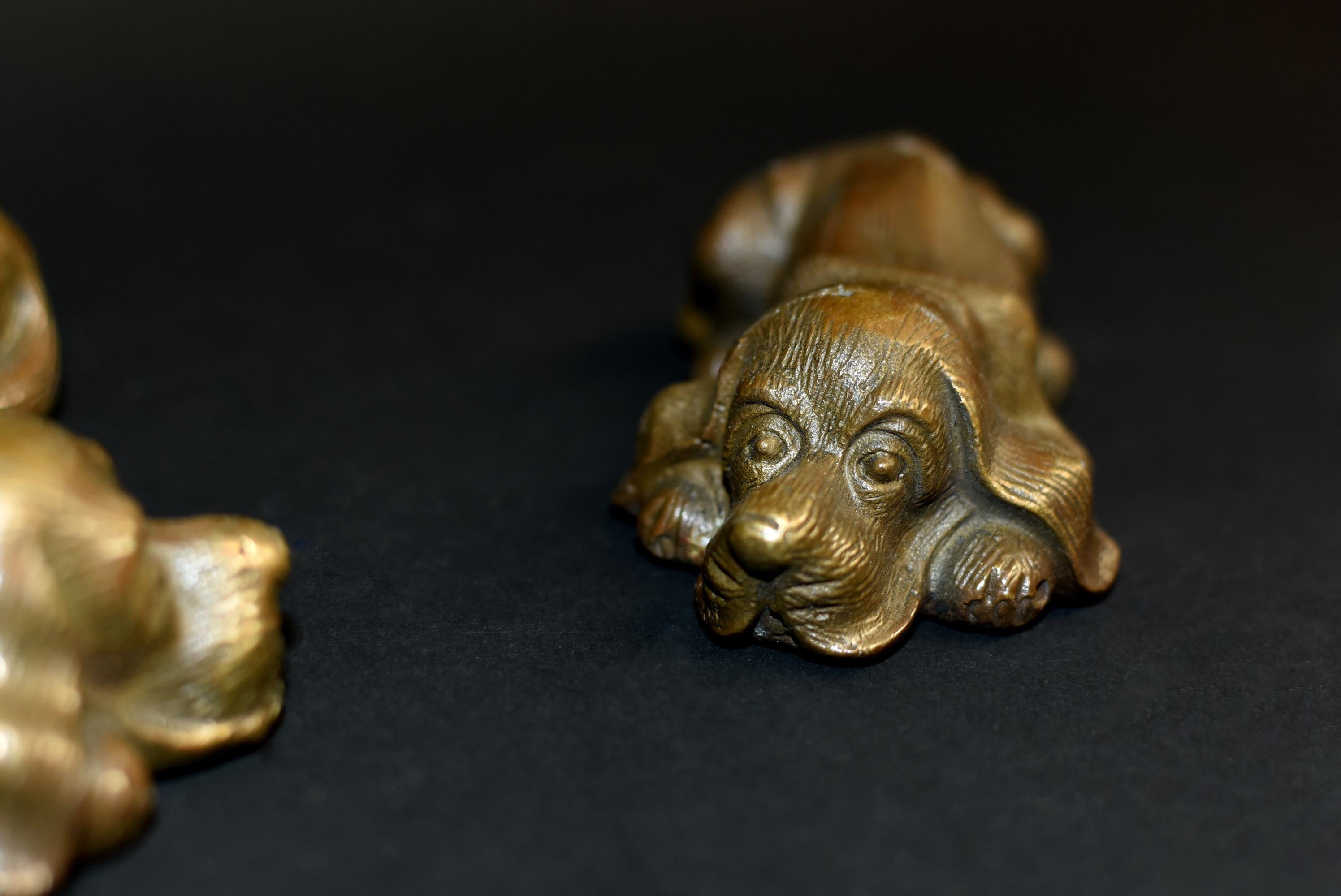 Set of Four Bronze Puppy Dog Paperweights 6