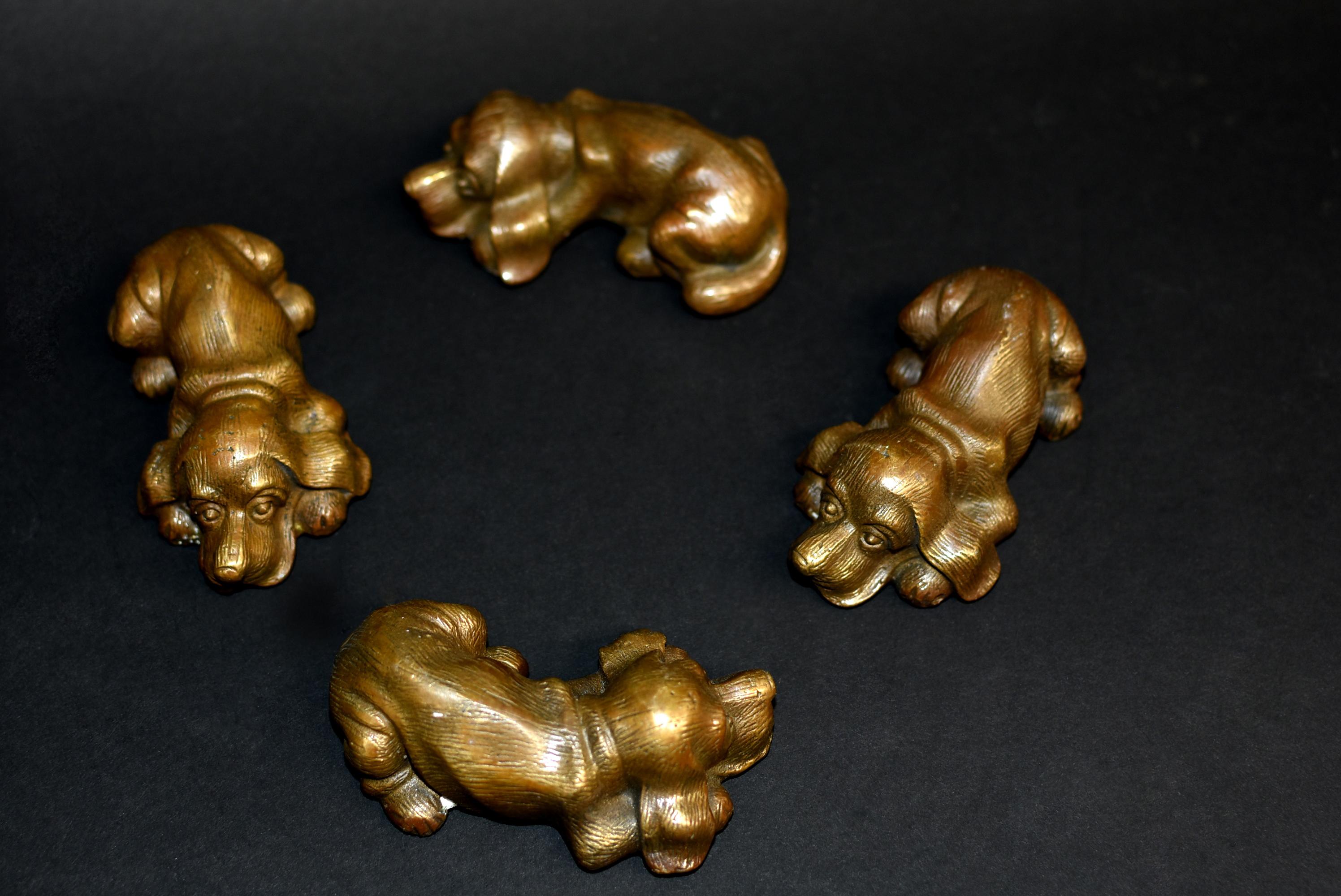 Set of Four Bronze Puppy Dog Paperweights 7