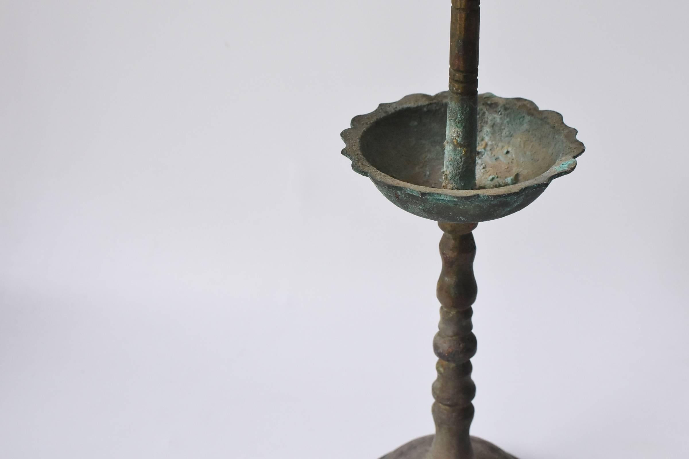 Pair of Chinese Antique Bronze Candleholders 1