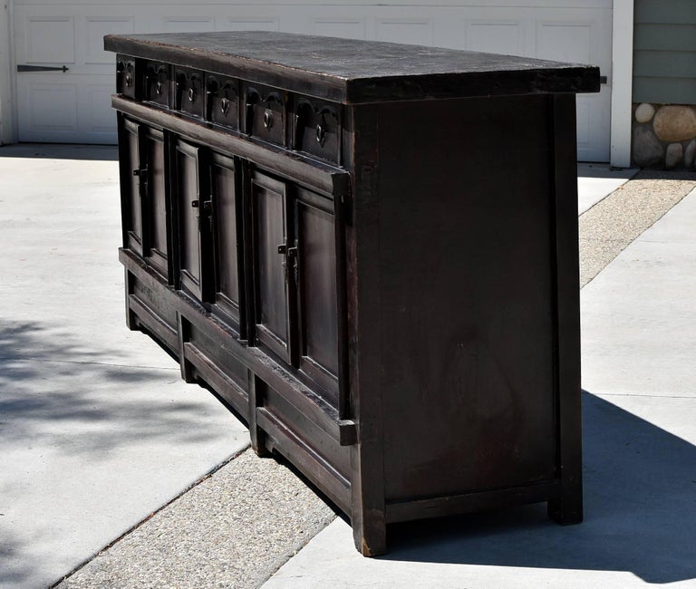 Monumental Antique Black Solid Chest, Northern Chinese For Sale at 1stdibs