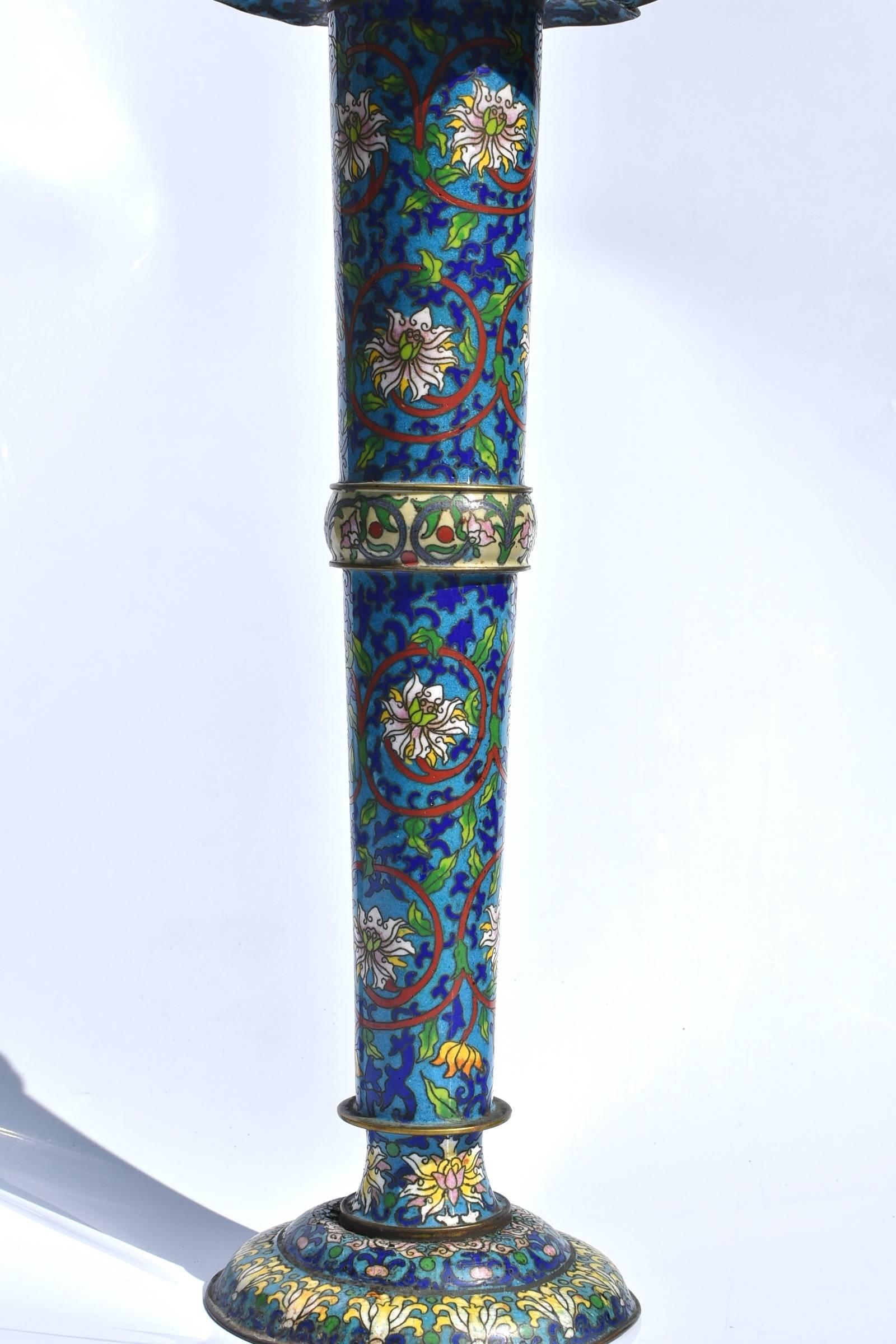 Cloissoné Begonia Cloisonné Vase, Polychrome