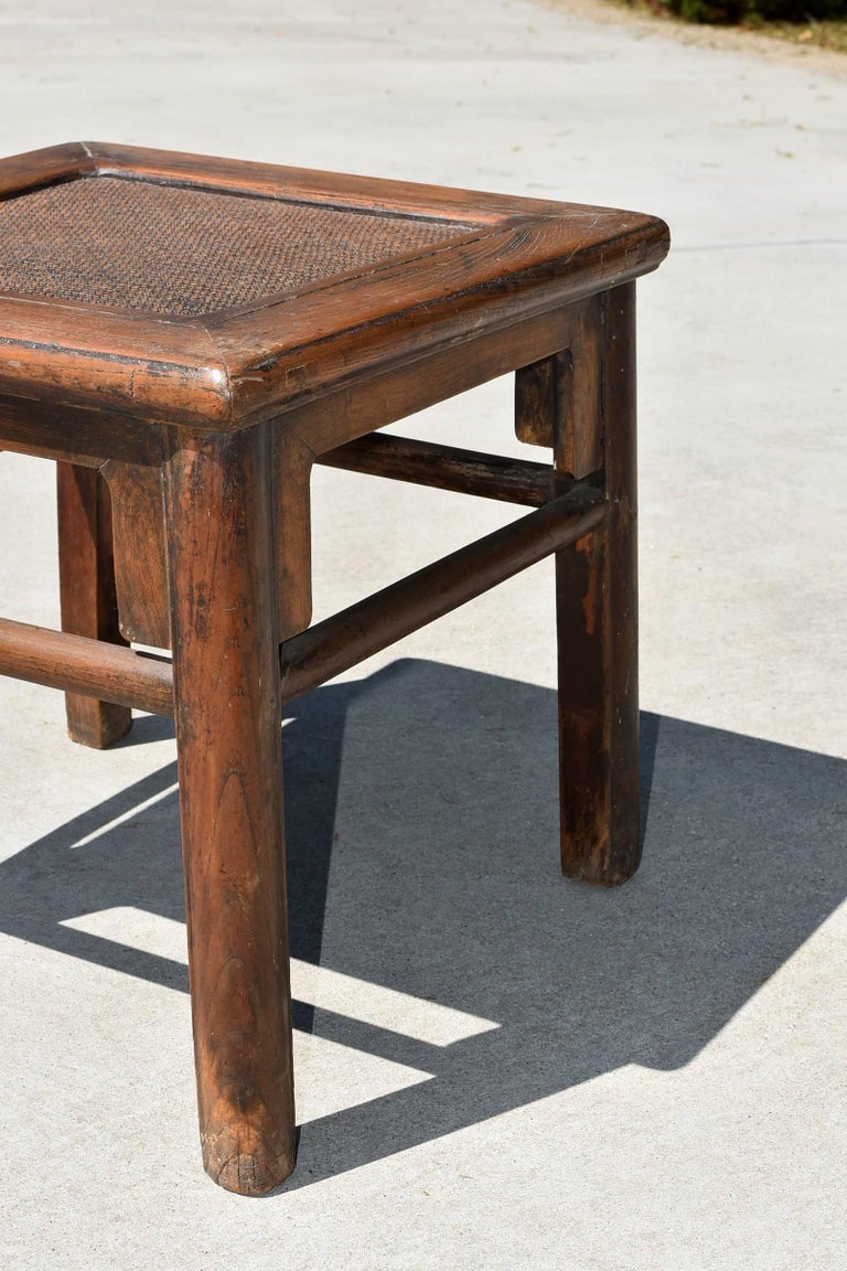 Antique Rattan Top Stool Low Table at 1stDibs
