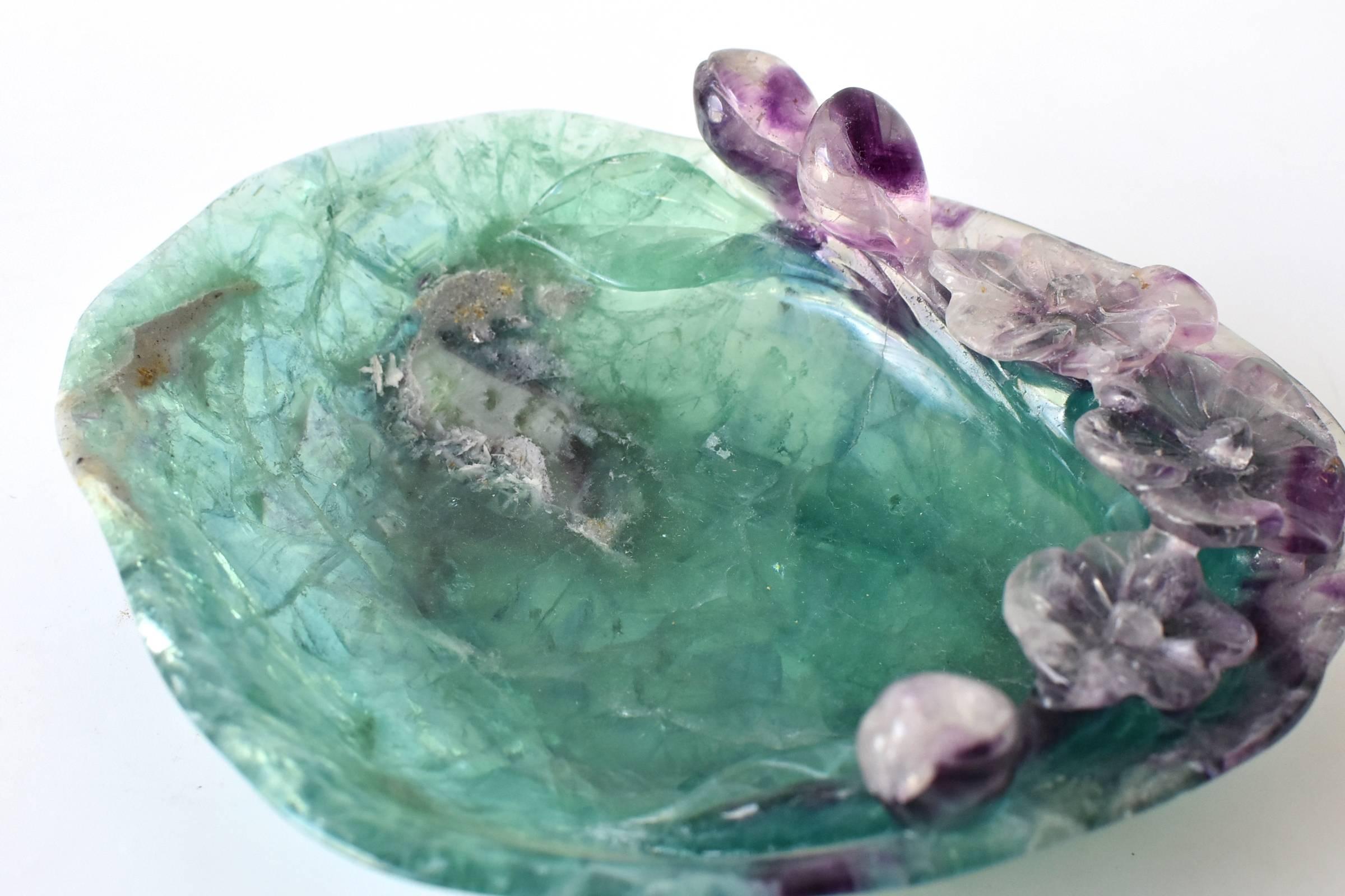 Chinese Violet Fluorite Dish, Gem Stone Dish